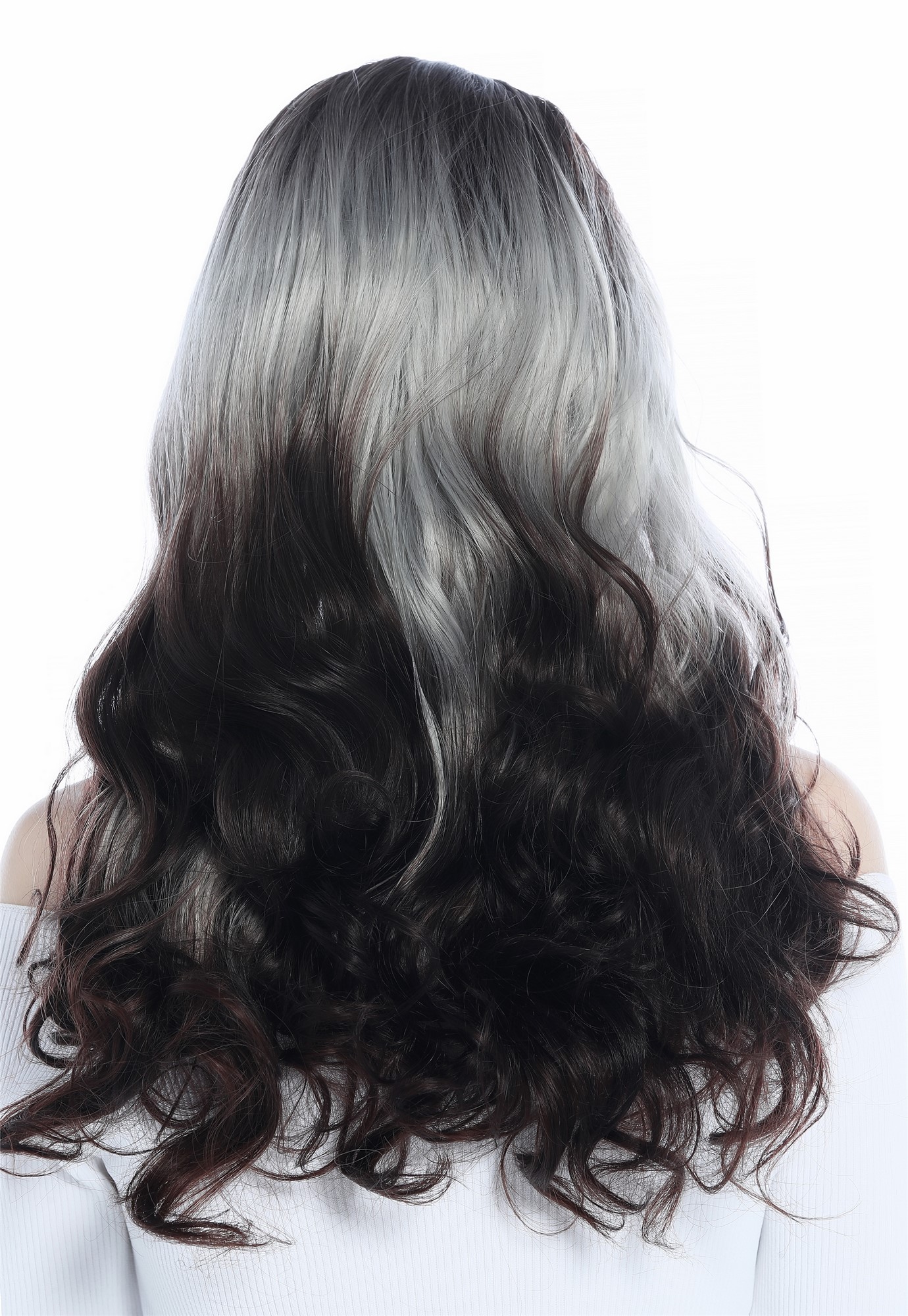 Ladies Women's wig wavy parting ombre balayage brown silver grey brown ZM-1013, view 4, WIG ME UP: Your Perücken Online Shop Quality Wigs, Ladies, brown-gray-brown gradient, wavy, long
