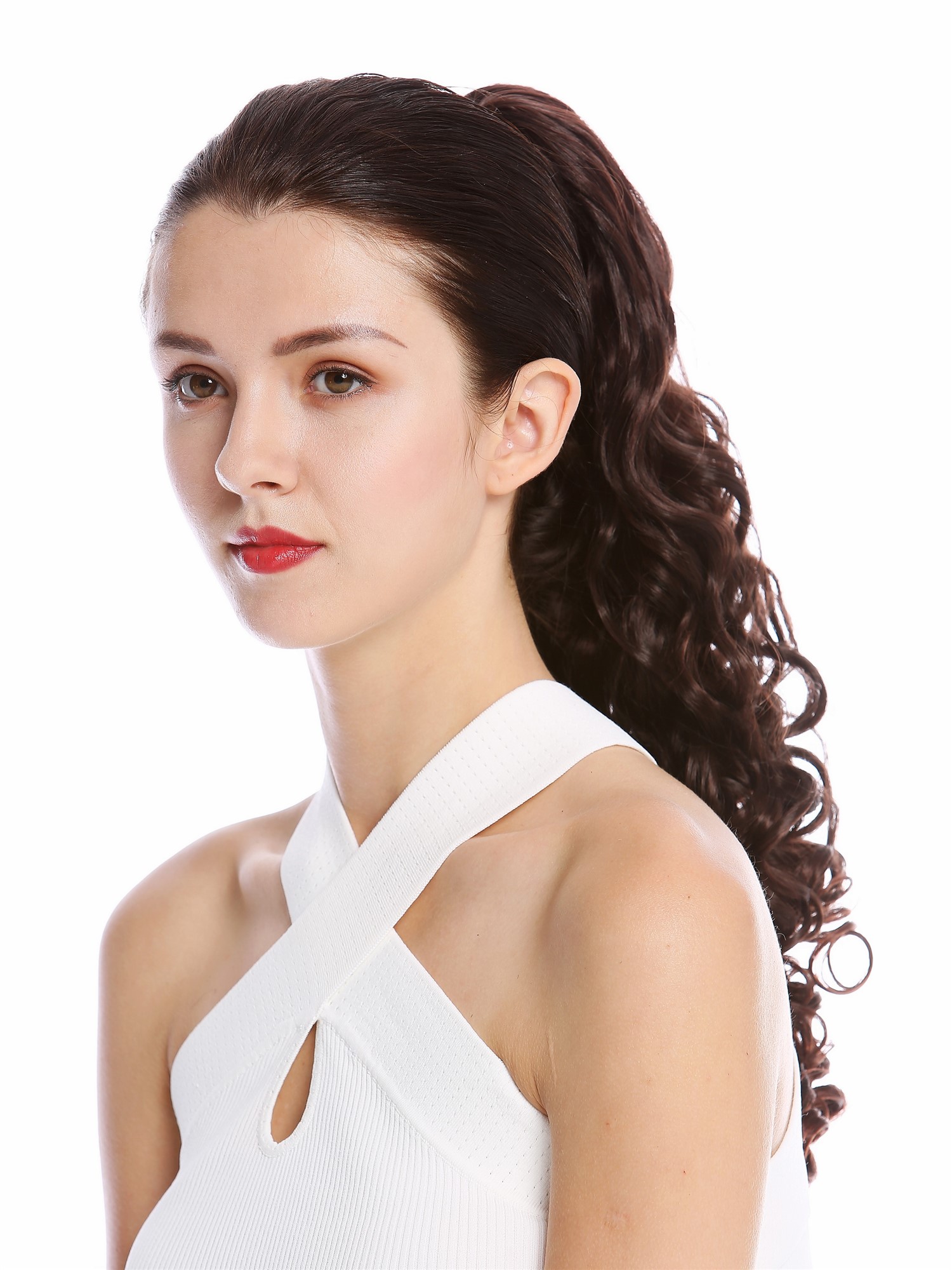 Ponytail Hairpiece very long voluminous curled curls mahogany brown mix 19AXL, view 3, WIG ME UP: Your Perücken Online Shop Ponytails, brown mix, curled, long