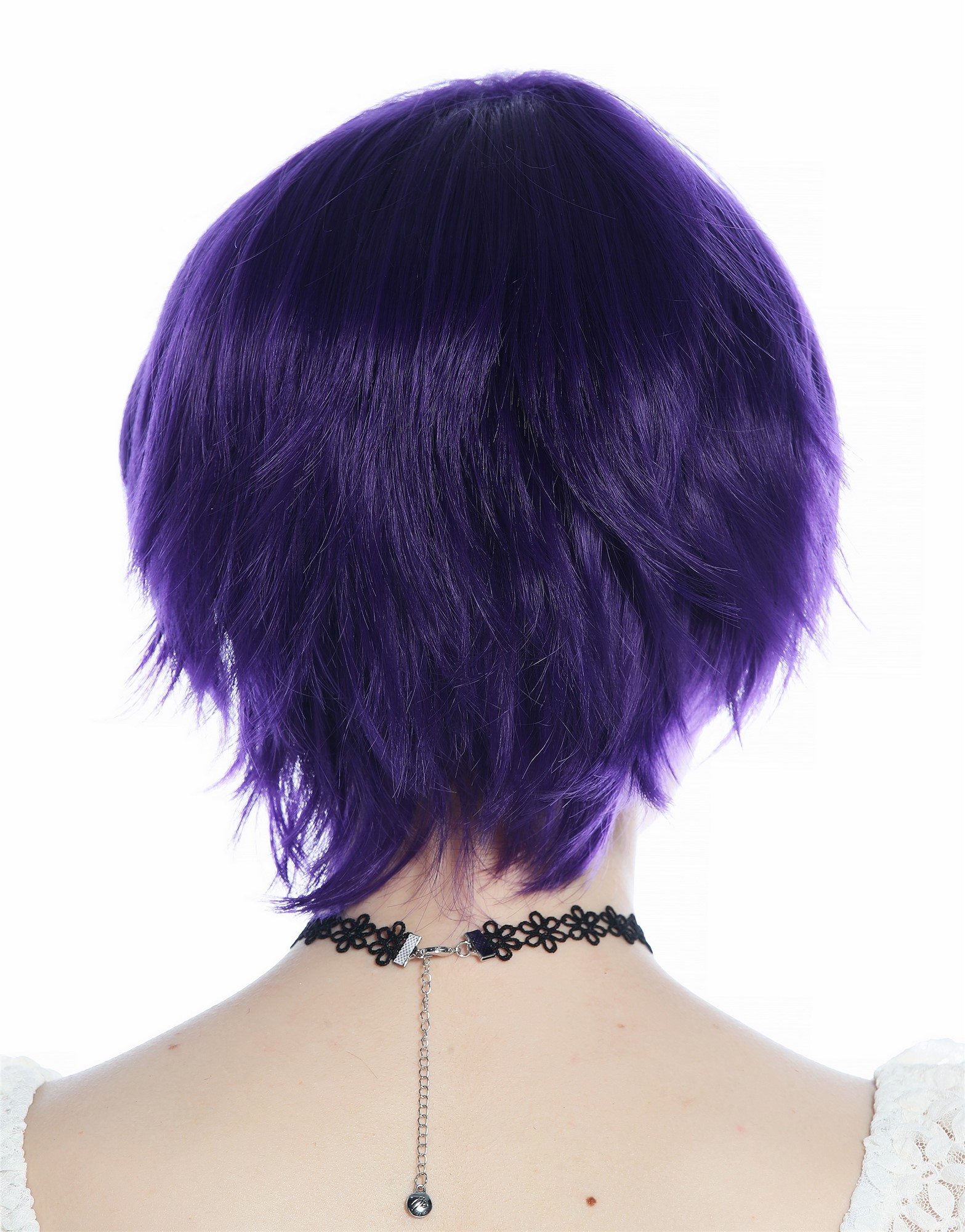 hochwertige Qualitätsperücken, Perücke kurz glatt Scheitel dunkel Violett Lila Mix Cosplay SZL0855-FP20/3737, Ansicht 5, WIG ME UP: Ihr Perücken Online Shop glatte Tressen-Perücke Dunkellila kurze Haare für Damen