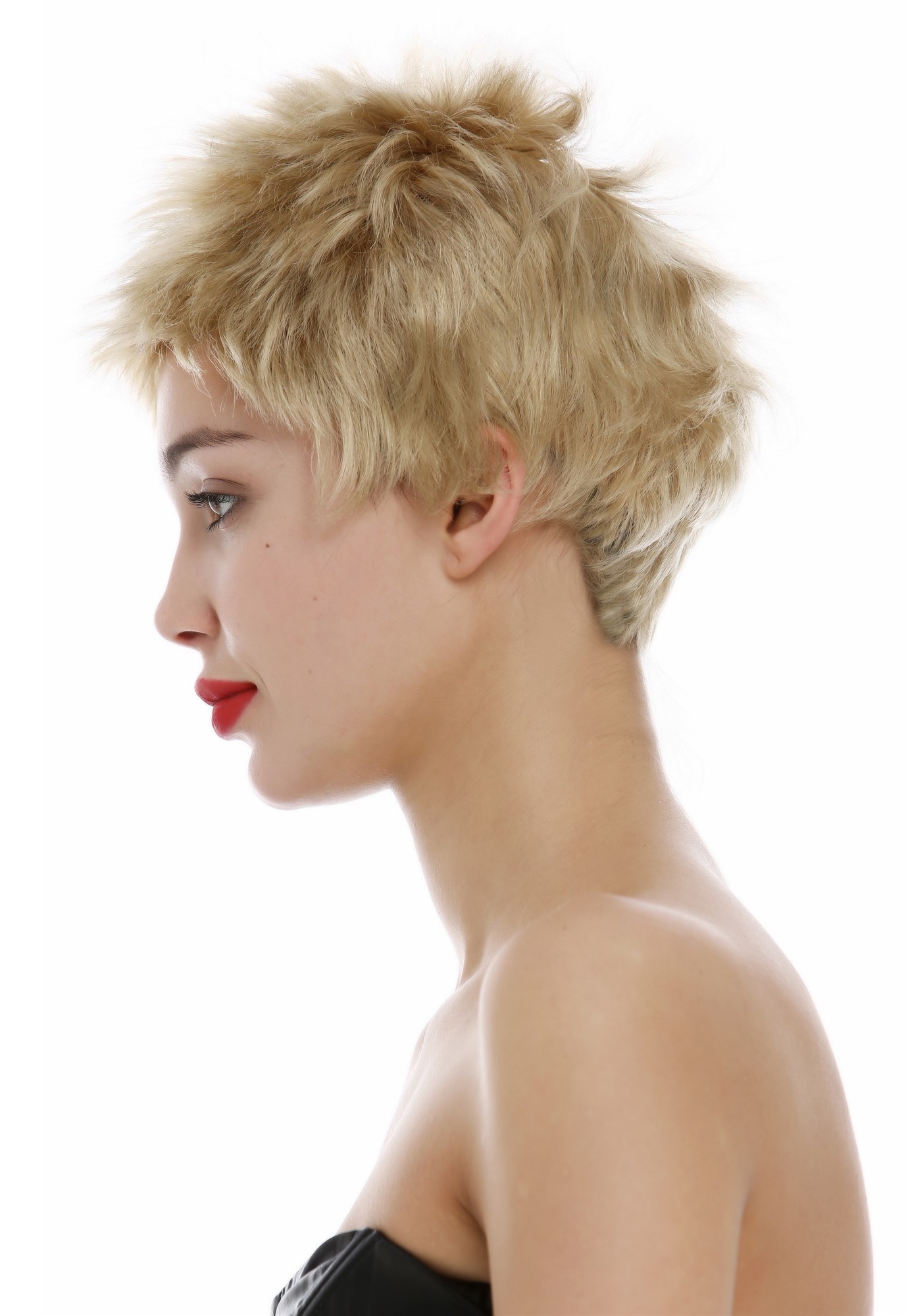 Wig Human Hair Women Men short frayed spiky Pixie micro bangs blond M276-HH, view 3, WIG ME UP: Your Perücken Online Shop Quality Wigs, Ladies, ash blonde, straight, short