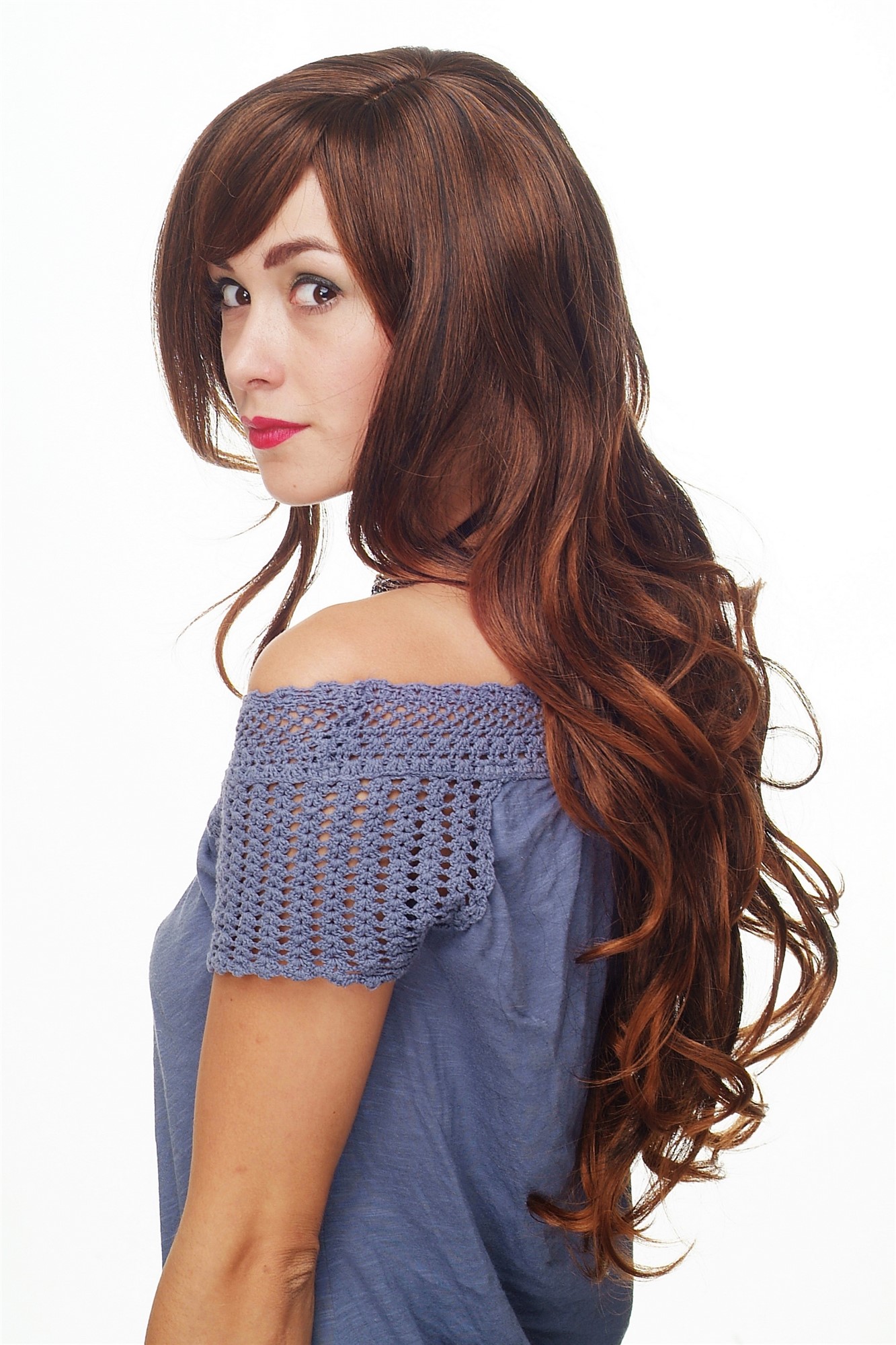 hochwertige Qualitätsperücken, Perücke lang wallendes Haar wellig leicht lockig natürlicher Braun-Mix 9204S-2T30, Ansicht 2, WIG ME UP: Ihr Perücken Online Shop lockige Tressen-Perücke mit Kopfhaut-Imitat Schwarzbraun-Kupferbraun lange Haare für Damen