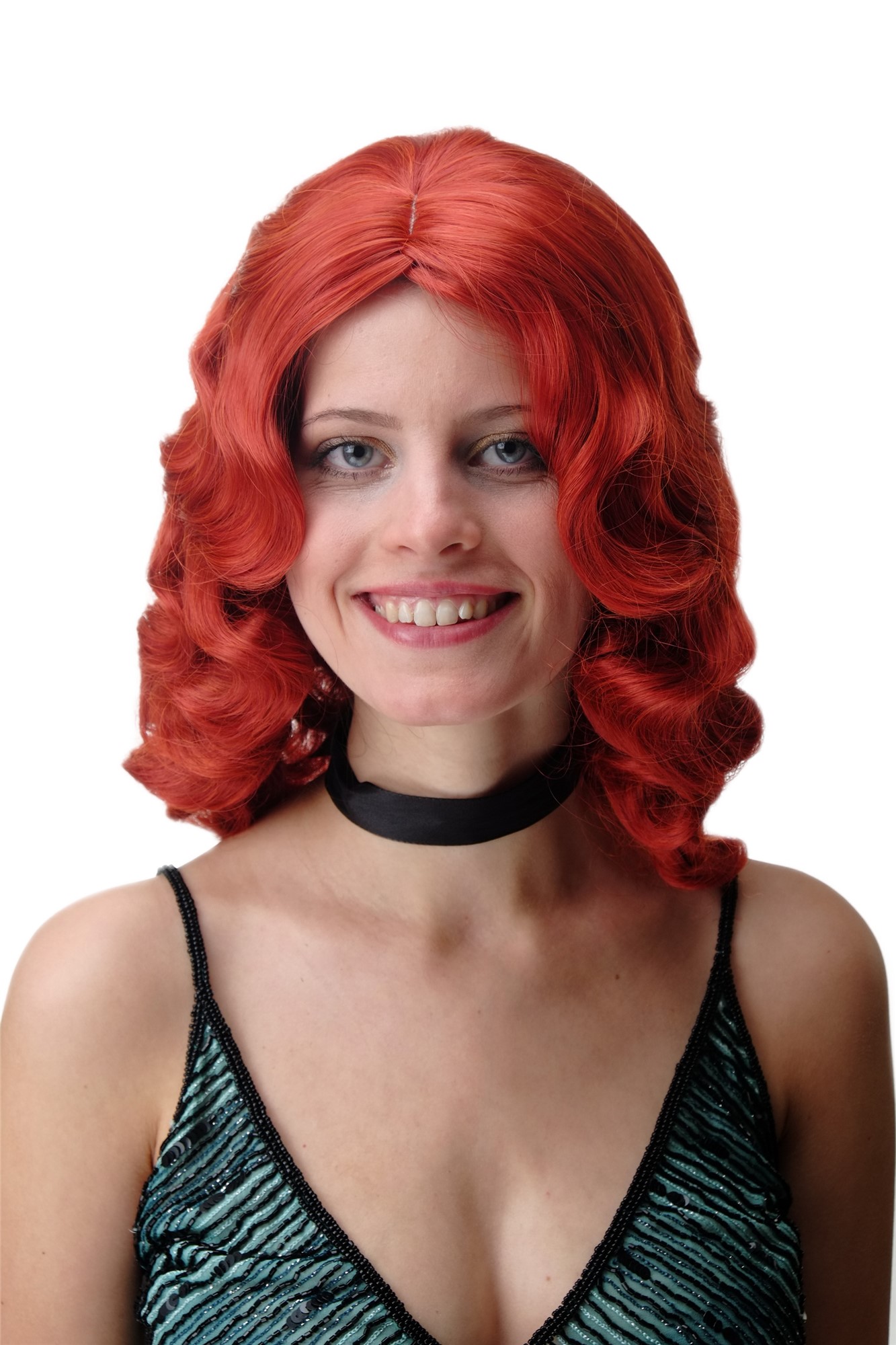 Quality Wigs, Ladies, fire red, wavy, shoulder-length