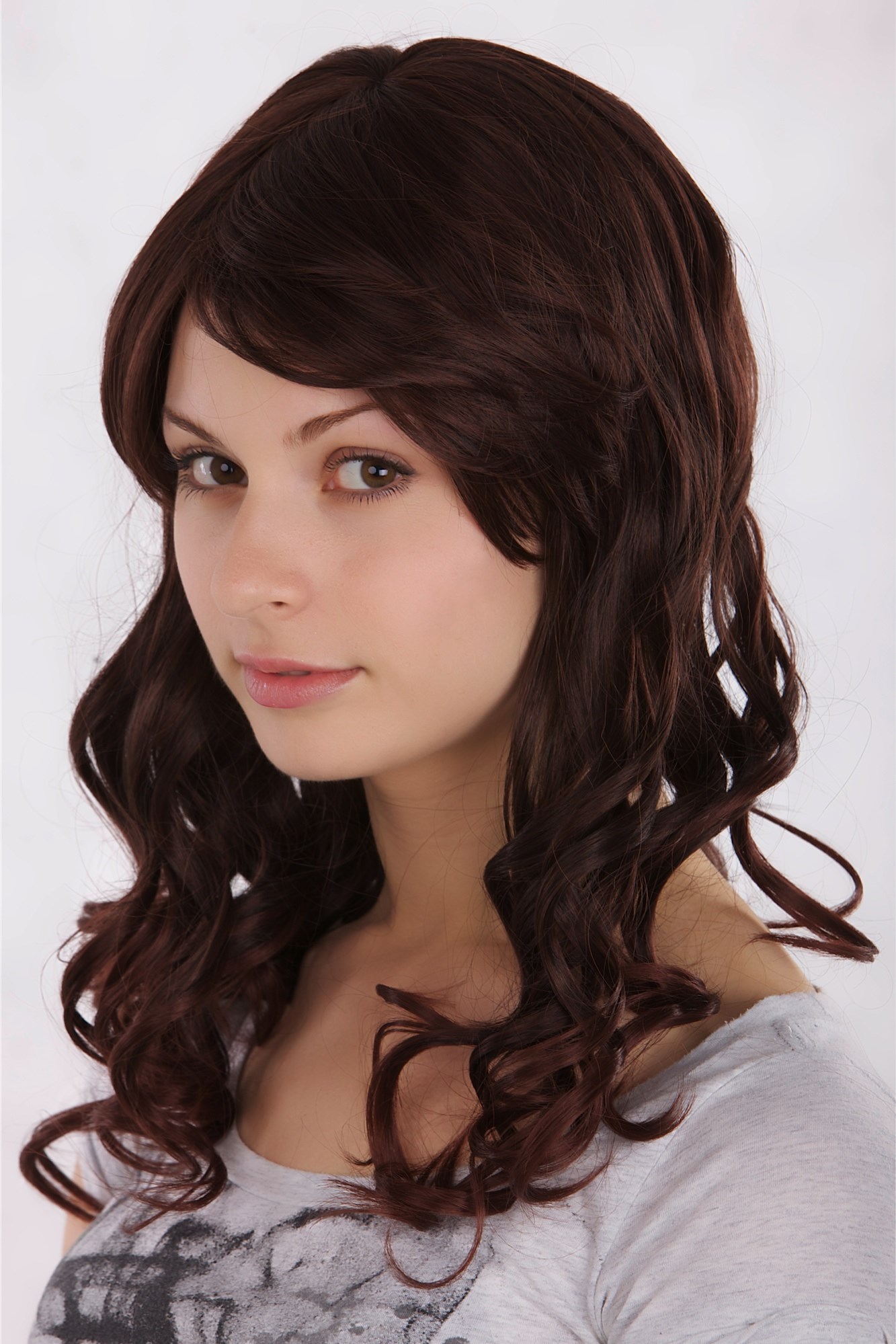Lady women wig medium long slight curl wavy mahogany brown mix 3258, view 4, WIG ME UP: Your Perücken Online Shop Quality Wigs, Ladies, Brown, curled, long