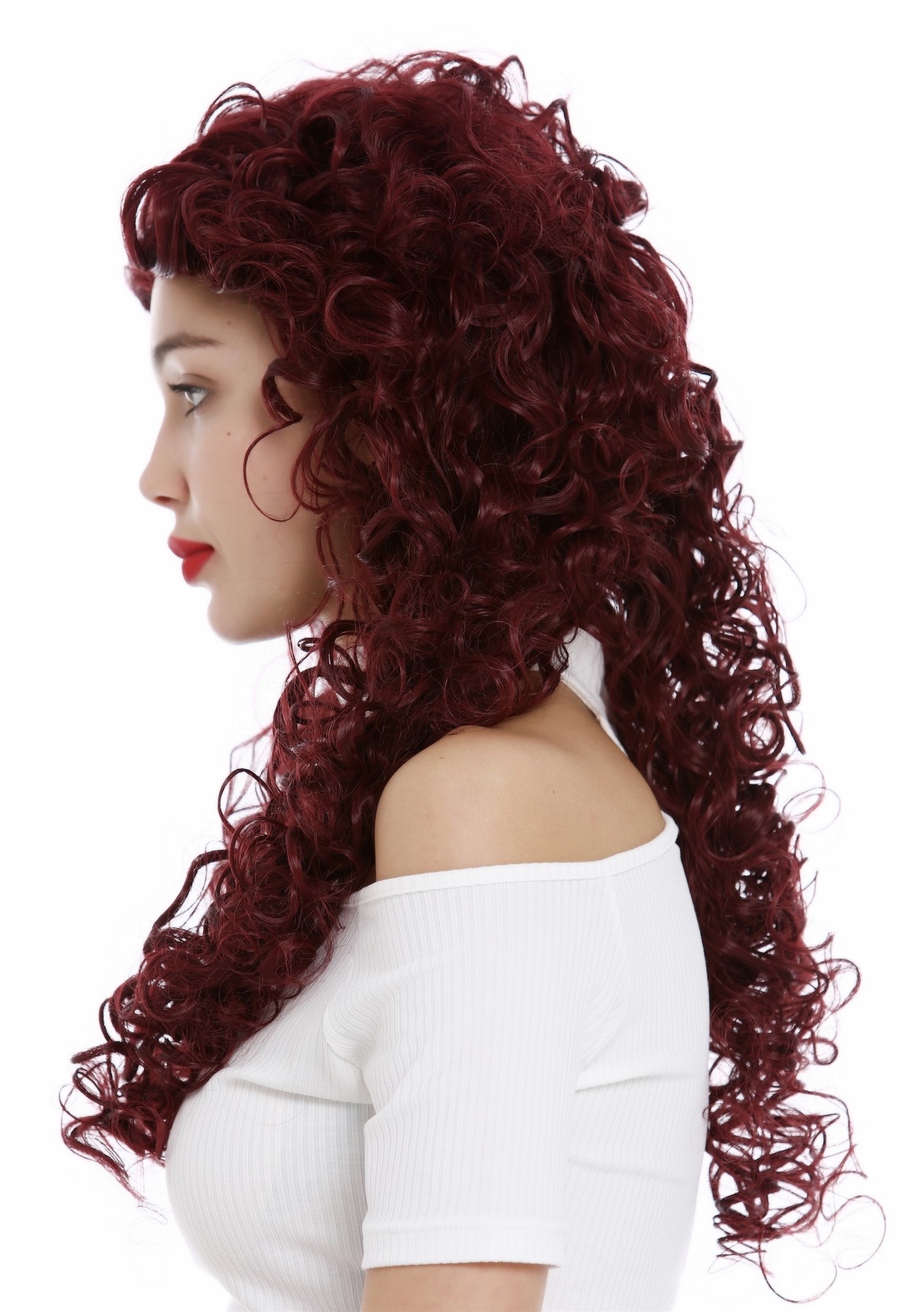 Lady women wig very long curled curly curls voluminous garnet red 9229, view 2, WIG ME UP: Your Perücken Online Shop Quality Wigs, Ladies, garnet red, curled, long