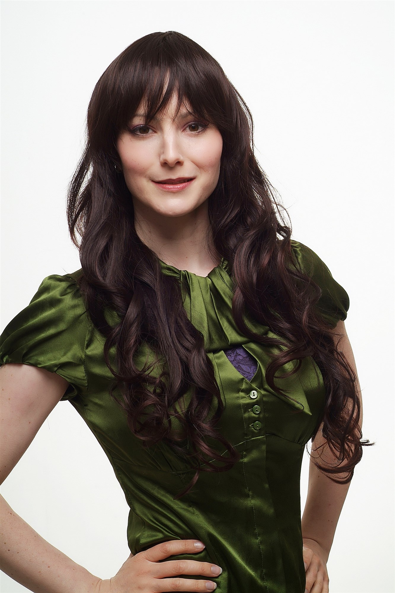 hochwertige Qualitätsperücken, Perücke Scheitel Locken Braun gesträhnt lang 3432-2T33, Ansicht 5, WIG ME UP: Ihr Perücken Online Shop lockige Tressen-Perücke mit Kopfhaut-Imitat Schwarzbraun-Mahagonibraun lange Haare für Damen