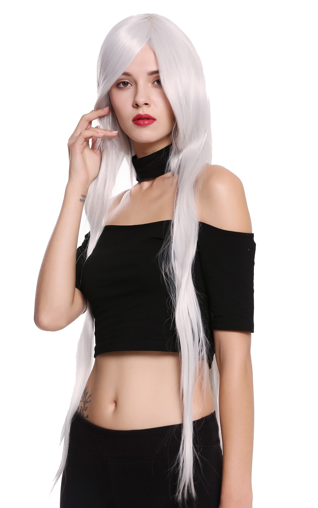 Lady Women Man Men Cosplay Wig Ghost Fairy long straight layrered gray SA095 , view 3, WIG ME UP: Your Perücken Online Shop Quality Wigs, Ladies, light gray, straight, very long