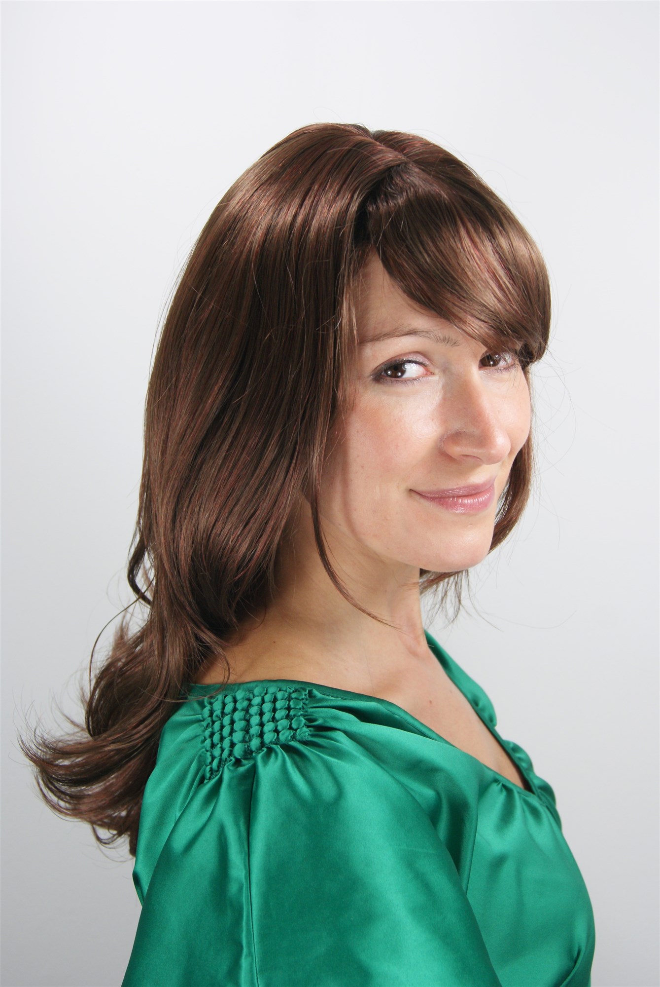 hochwertige Qualitätsperücken, Perücke brünett rote Strähnen gestufte Haare leichter Wetlook 4038-18/350, Ansicht 3, WIG ME UP: Ihr Perücken Online Shop wellige Tressen-Perücke mit Kopfhaut-Imitat Braun lange Haare für Damen