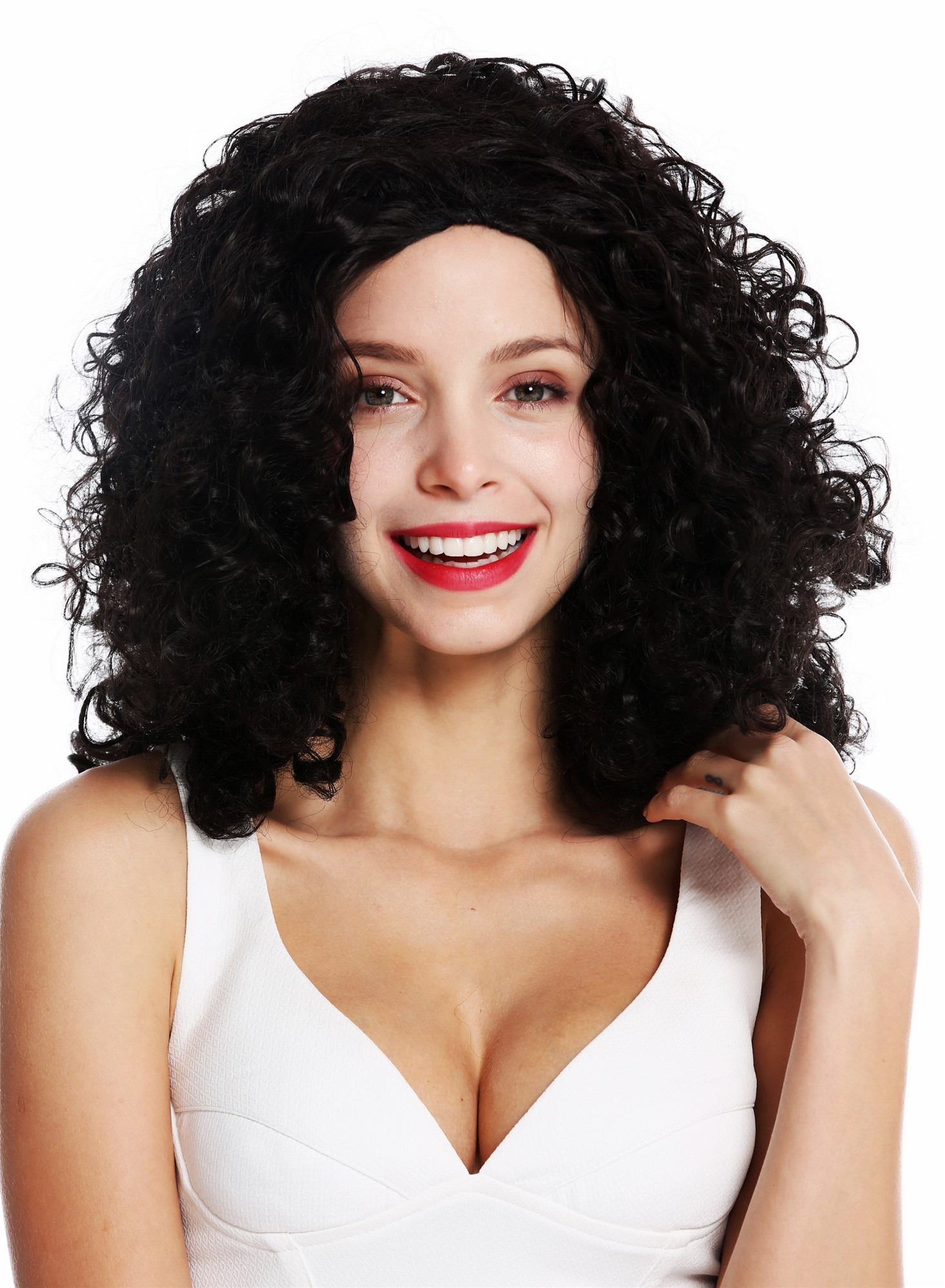 hochwertige Qualitätsperücken, Perücke lang super Volumen Scheitel stark gelockt Dunkelbraun ZM-1577-4, Ansicht 3, WIG ME UP: Ihr Perücken Online Shop lockige Tressen-Perücke Dunkelbraun lange Haare für Damen