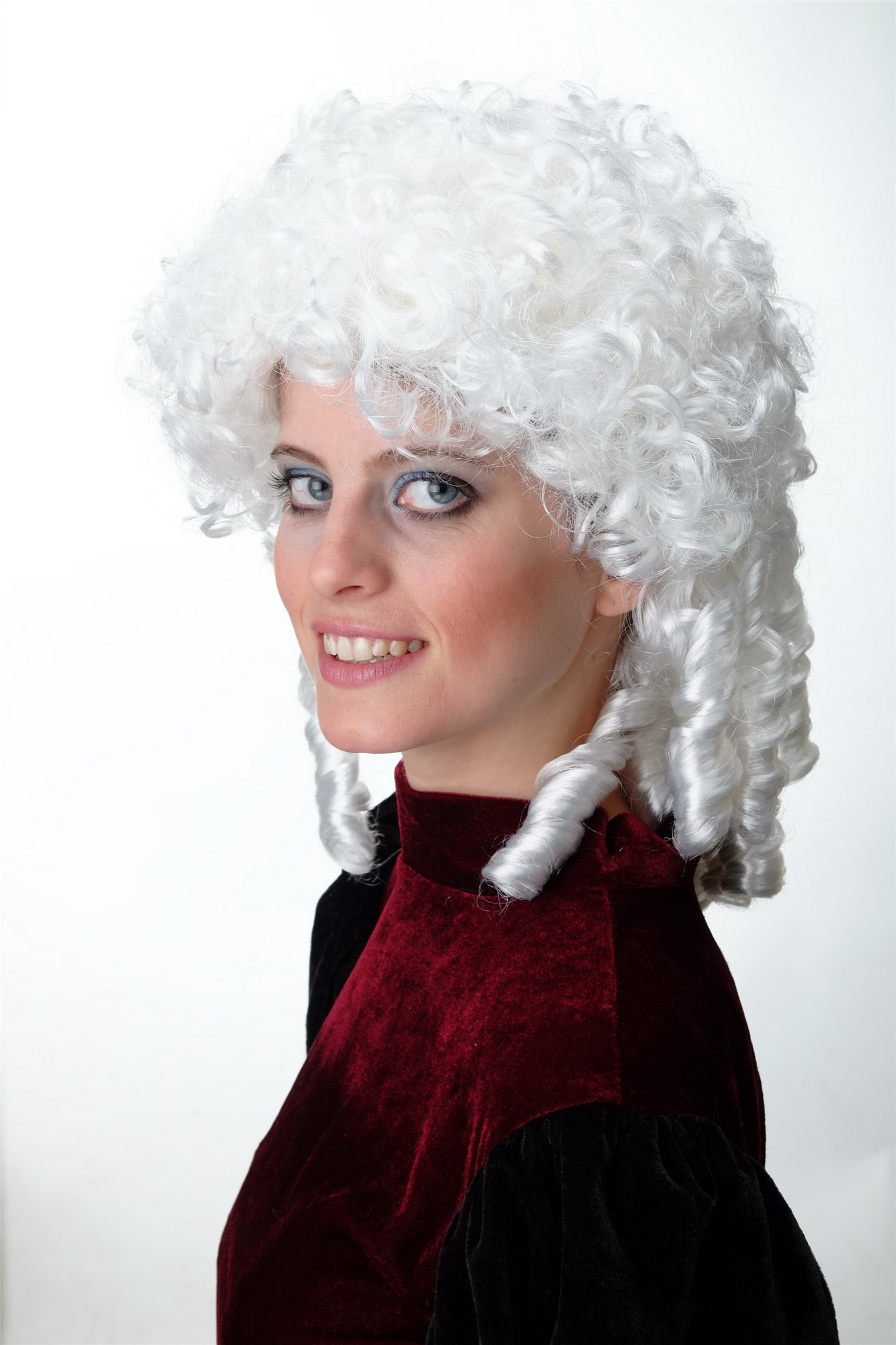 Lady Man Party Wig Fancy Dress Baroque Lord Renaissance white curls coils Noble French King Queen, view 2, WIG ME UP: Your Perücken Online Shop Party Wig, Unisex, White, curled, shoulder-length