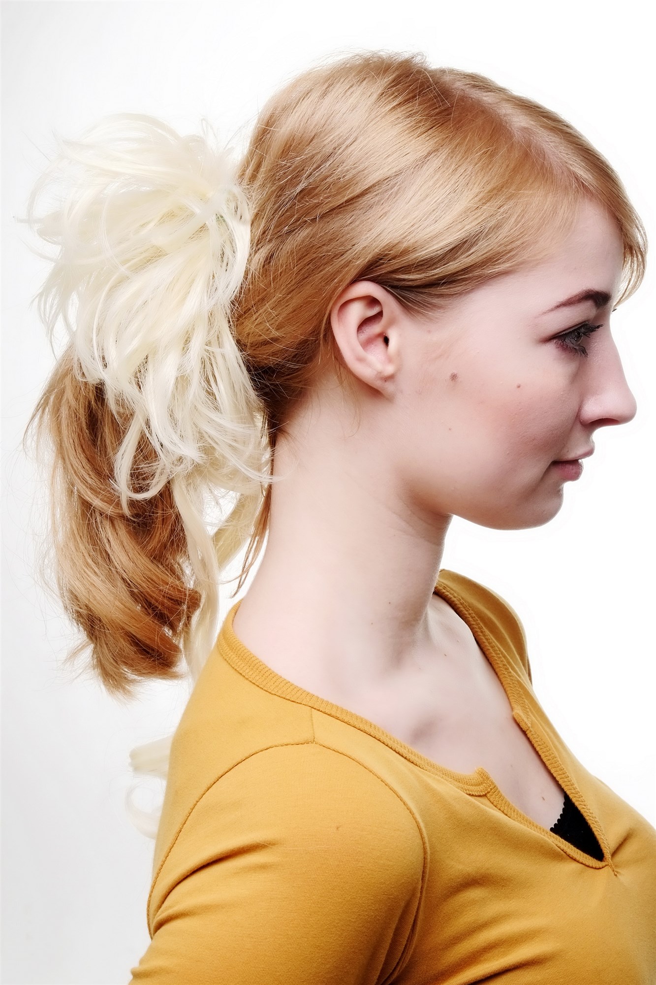 Hair Piece baroque voluminous wild curled scrunchy comb bright blond YZF-3072HT, view 3, WIG ME UP: Your Perücken Online Shop Ponytails, light blonde, curled, shoulder-length