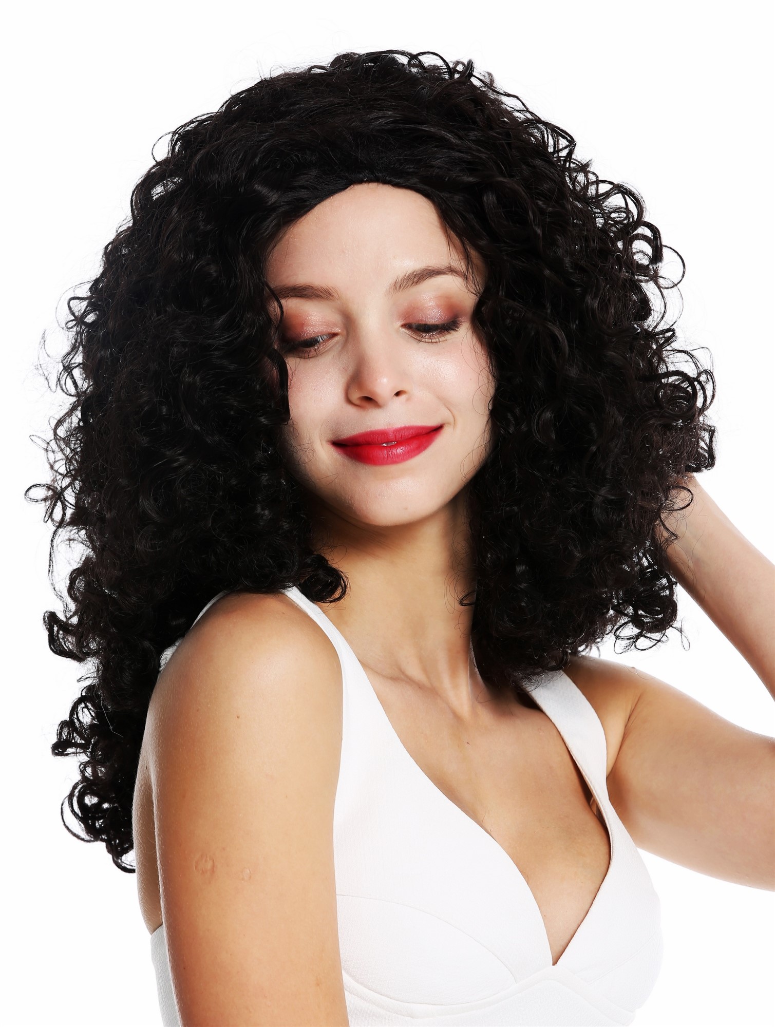 hochwertige Qualitätsperücken, Perücke lang super Volumen Scheitel stark gelockt Dunkelbraun ZM-1577-4, Ansicht 2, WIG ME UP: Ihr Perücken Online Shop lockige Tressen-Perücke Dunkelbraun lange Haare für Damen