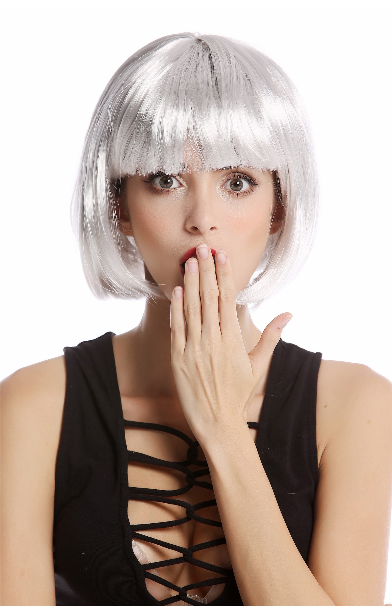 günstige Party Perücke, Sexy Party Perücke Bob Disco Go-Go Burlesque grau PW0114-PC309, Ansicht 2, WIG ME UP: Ihr Perücken Online Shop glatte Party Perücke grau kurze Haare für Damen