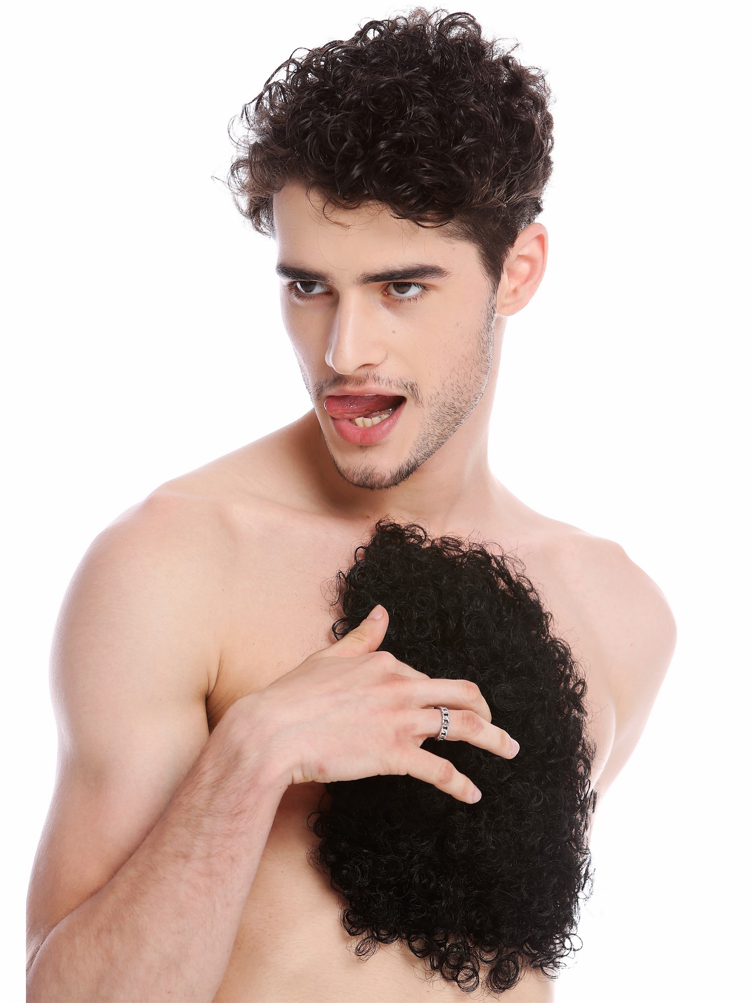 günstige Party Perücke, Brusthaar Toupet Brusthaartoupet Karneval Schwarz BB-013-black, Ansicht 2, WIG ME UP: Ihr Perücken Online Shop Brusthaar-Toupet aus Kunsthaar schwarz