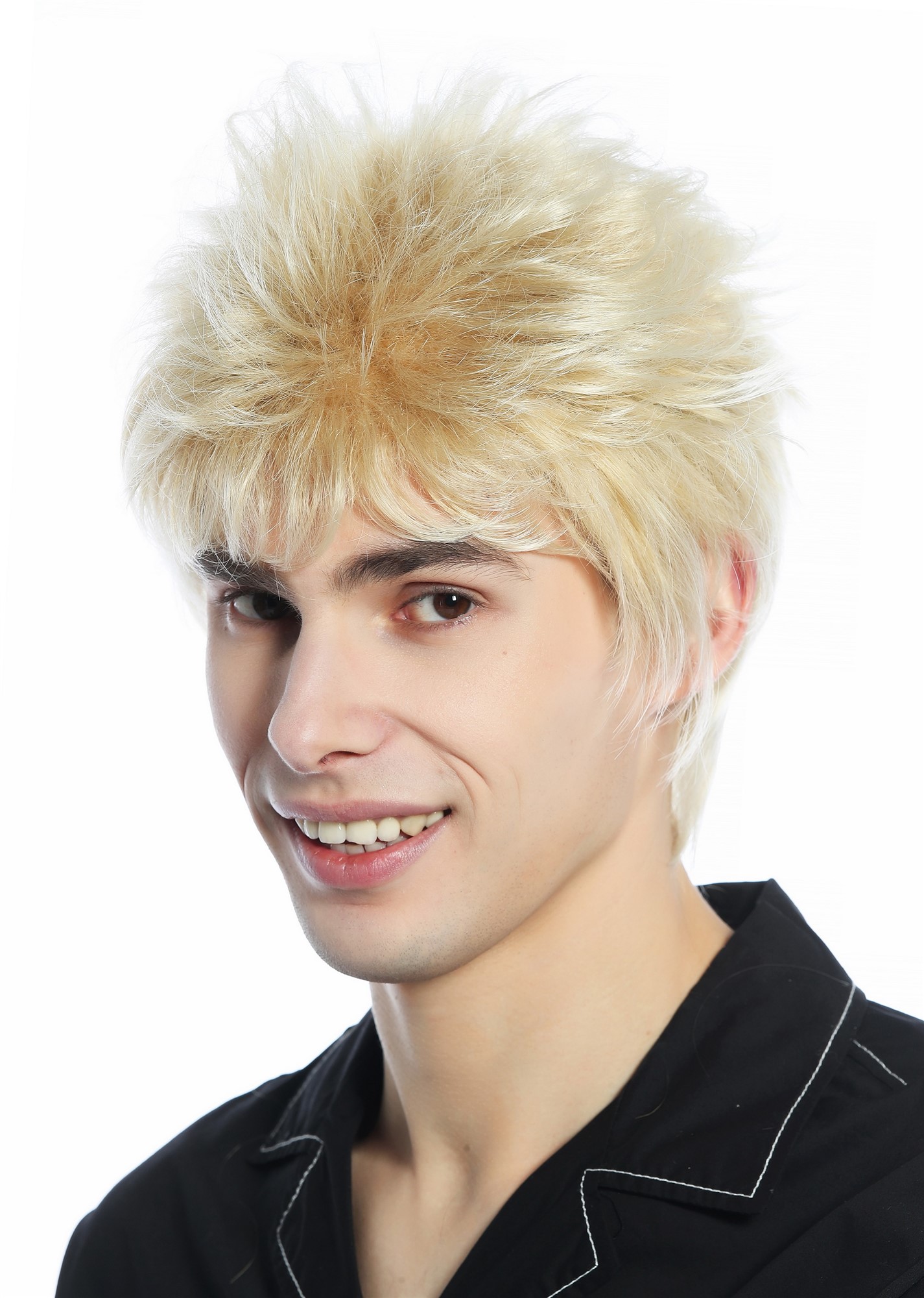Wig unisex short wild unkempt 80s retro style blond platinum highlights M-252A , view 2, WIG ME UP: Your Perücken Online Shop Quality Wigs, Unisex, Blondmix, straight, short