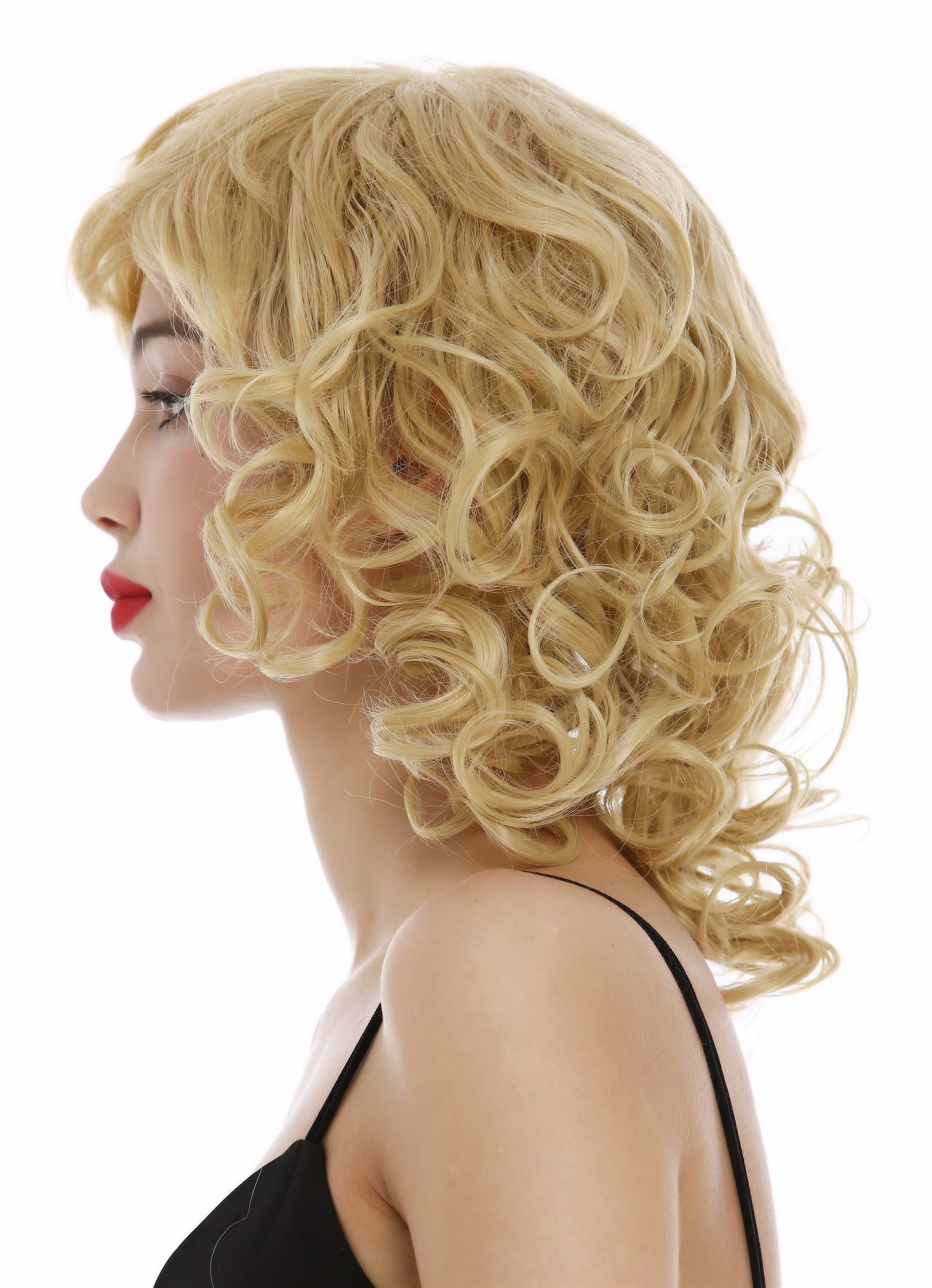 hochwertige Qualitätsperücken, Perücke schulterlang Locken lockig Blond Goldblond ETW-7155AHT-86, Ansicht 3, WIG ME UP: Ihr Perücken Online Shop lockige Tressen-Perücke Karamelblond schulterlange Haare für Damen