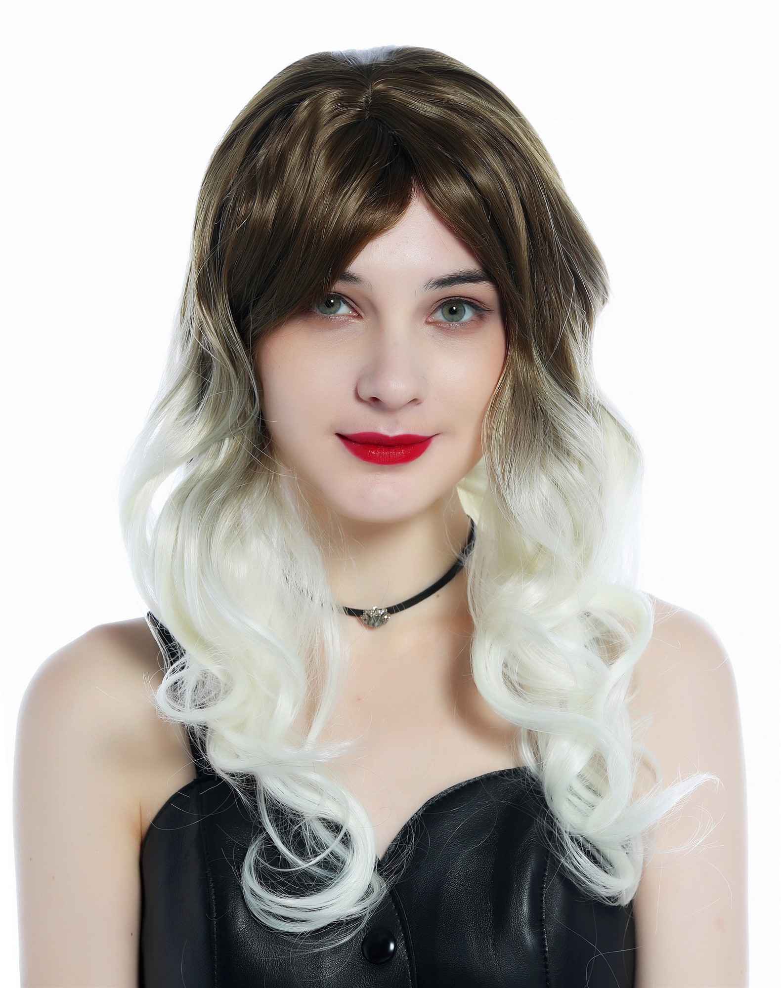 Ladies Women's Wig long slightly curled ombre brown to platinum ZM-1007, view 2, WIG ME UP: Your Perücken Online Shop Quality Wigs, Ladies, matte brown-platinum blonde gradient, curled, long