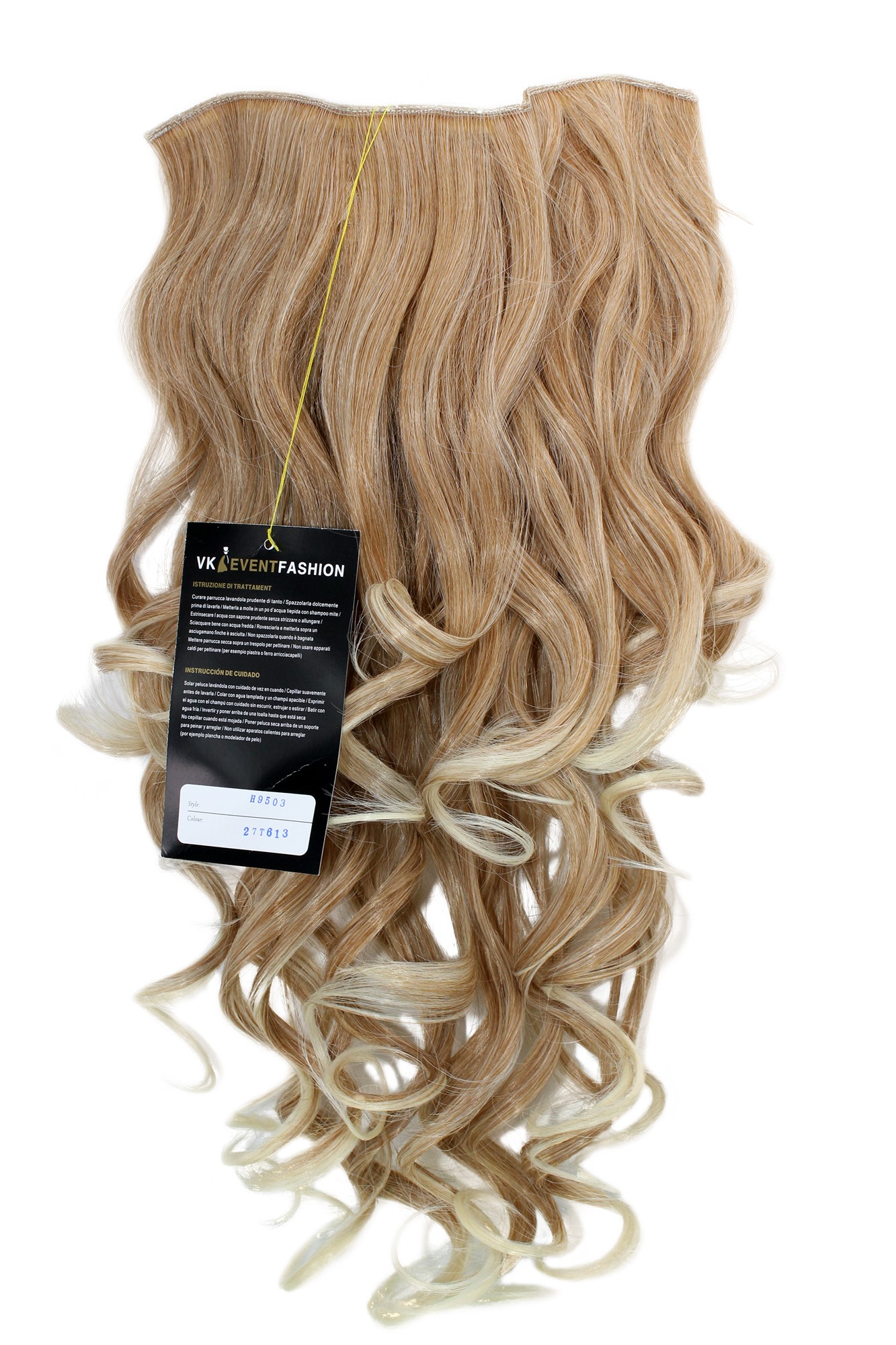 wellige Halbperücke Erdbeerblond-Platinblond-Mix 50 cm lang