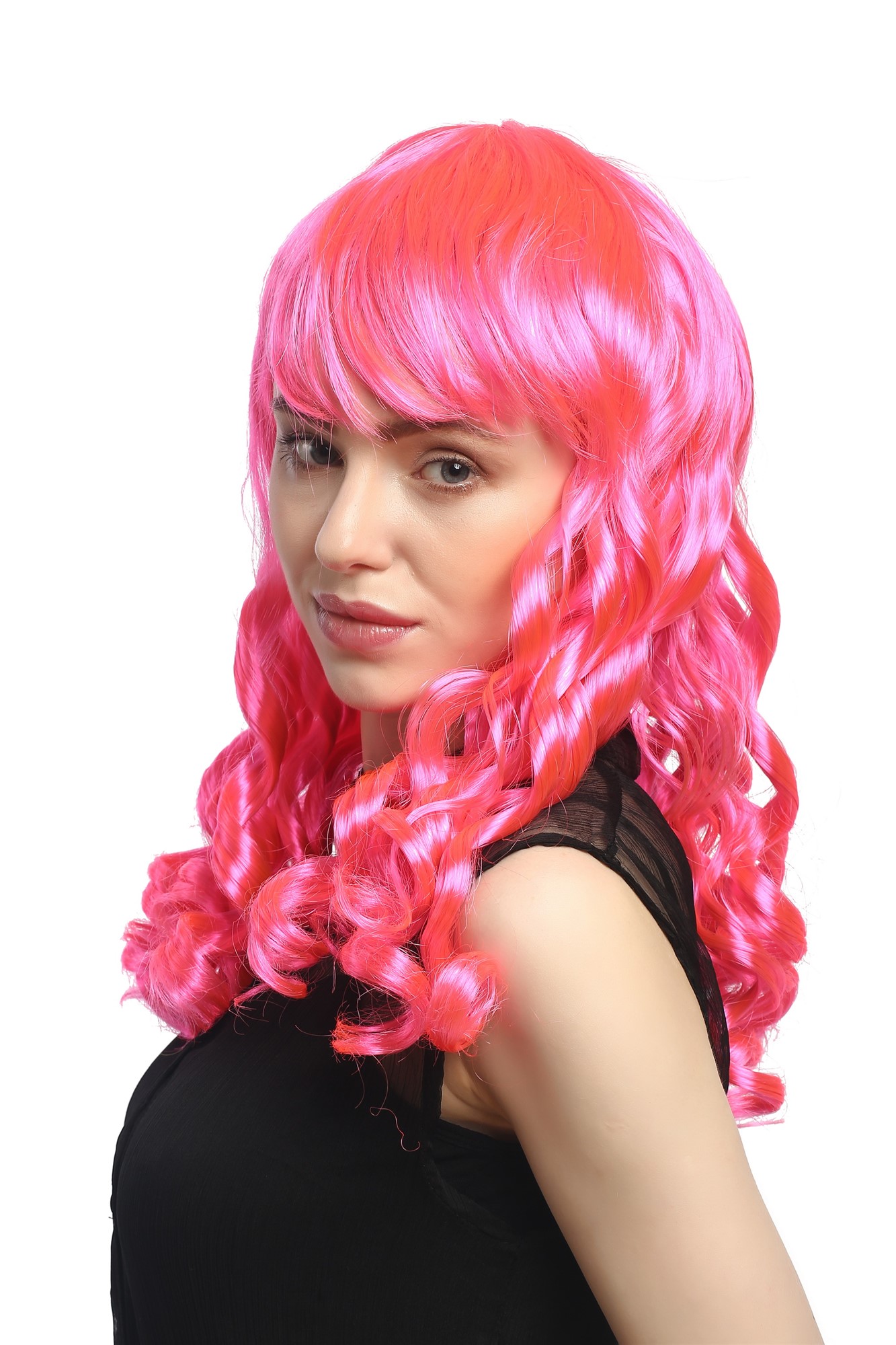 Party Wig, Ladies, Pink, curled, long