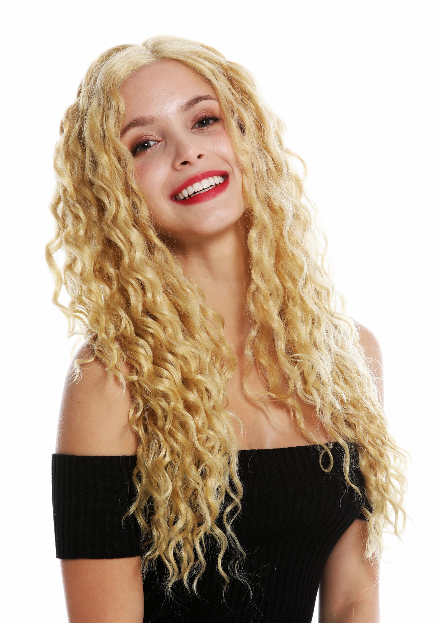 wellige Tressen-Perücke mit Teil-Mono Oberkopf, Front-Lace Blond-MIx lange Haare für Damen