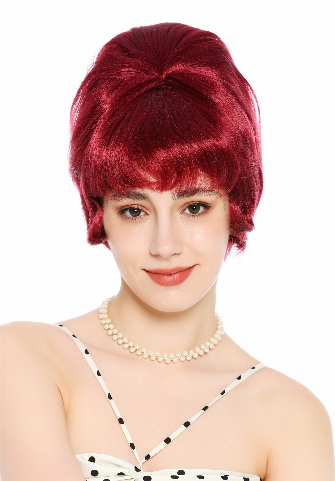 Perücke Damen Retro Vintage 50er 60er Beehive hochtoupiert Violett-Rot DW3436-39