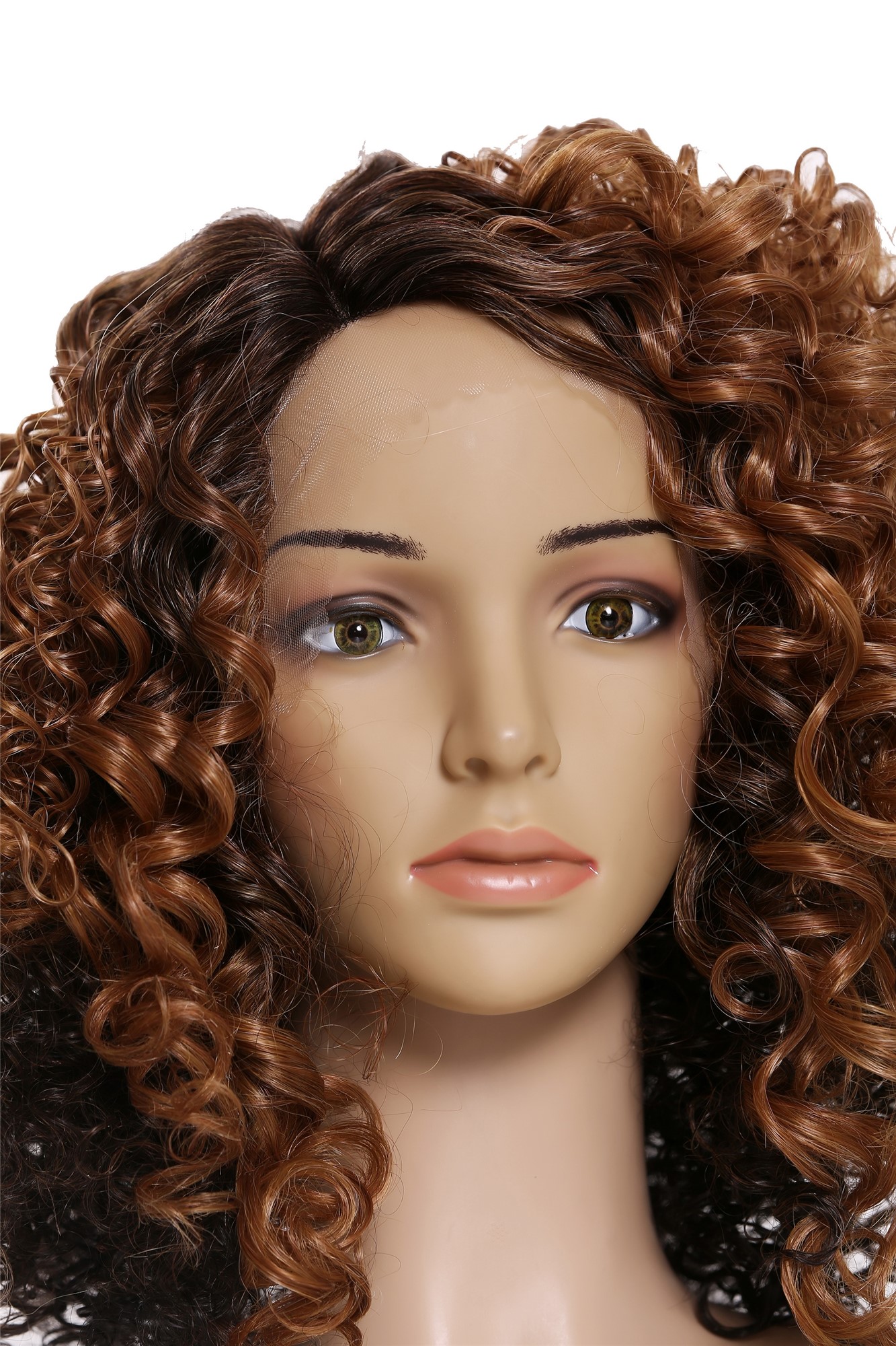 Quality Wigs, Ladies, copper brown-dark brown mix, curled, shoulder-length