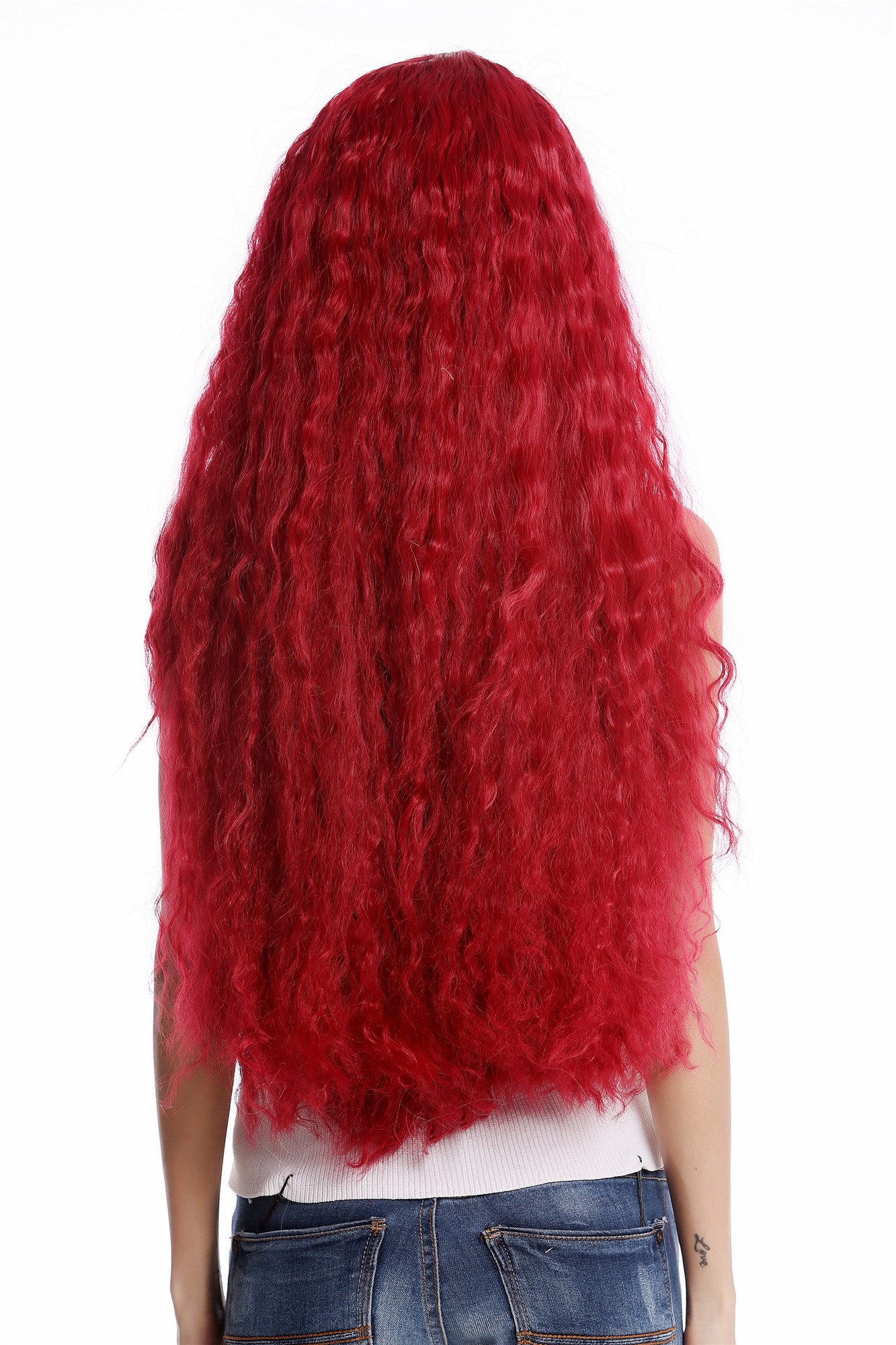 hochwertige Qualitätsperücken, Perücke Locken Lang Rot gekreppt YZF-4381-T1762, Ansicht 4, WIG ME UP: Ihr Perücken Online Shop lockige Tressen-Perücke Rot sehr lange Haare für Damen