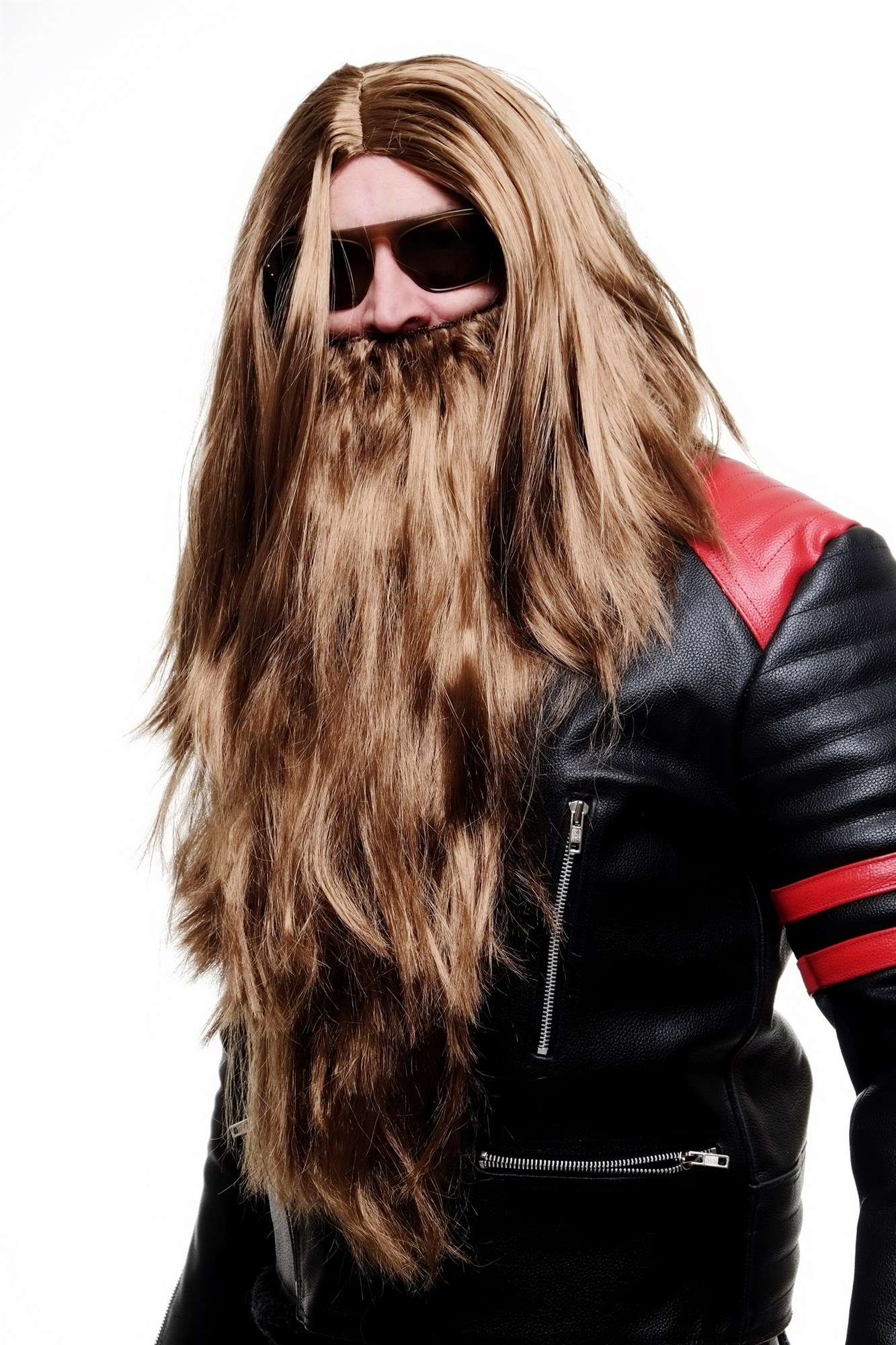 Party/Fancy Dress/Halloween LONG Beard & WIG set Brown Wizard Biker, view 5, WIG ME UP: Your Perücken Online Shop Party Wig, Men, Brown, straight, long