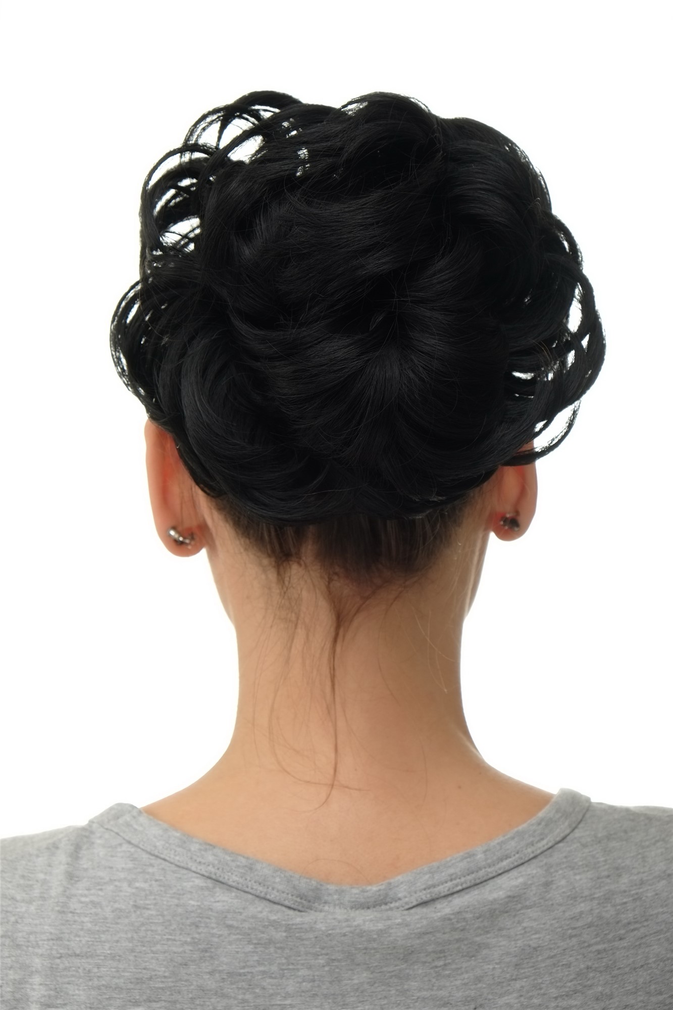 Hair Bun, velvet black, curled, short