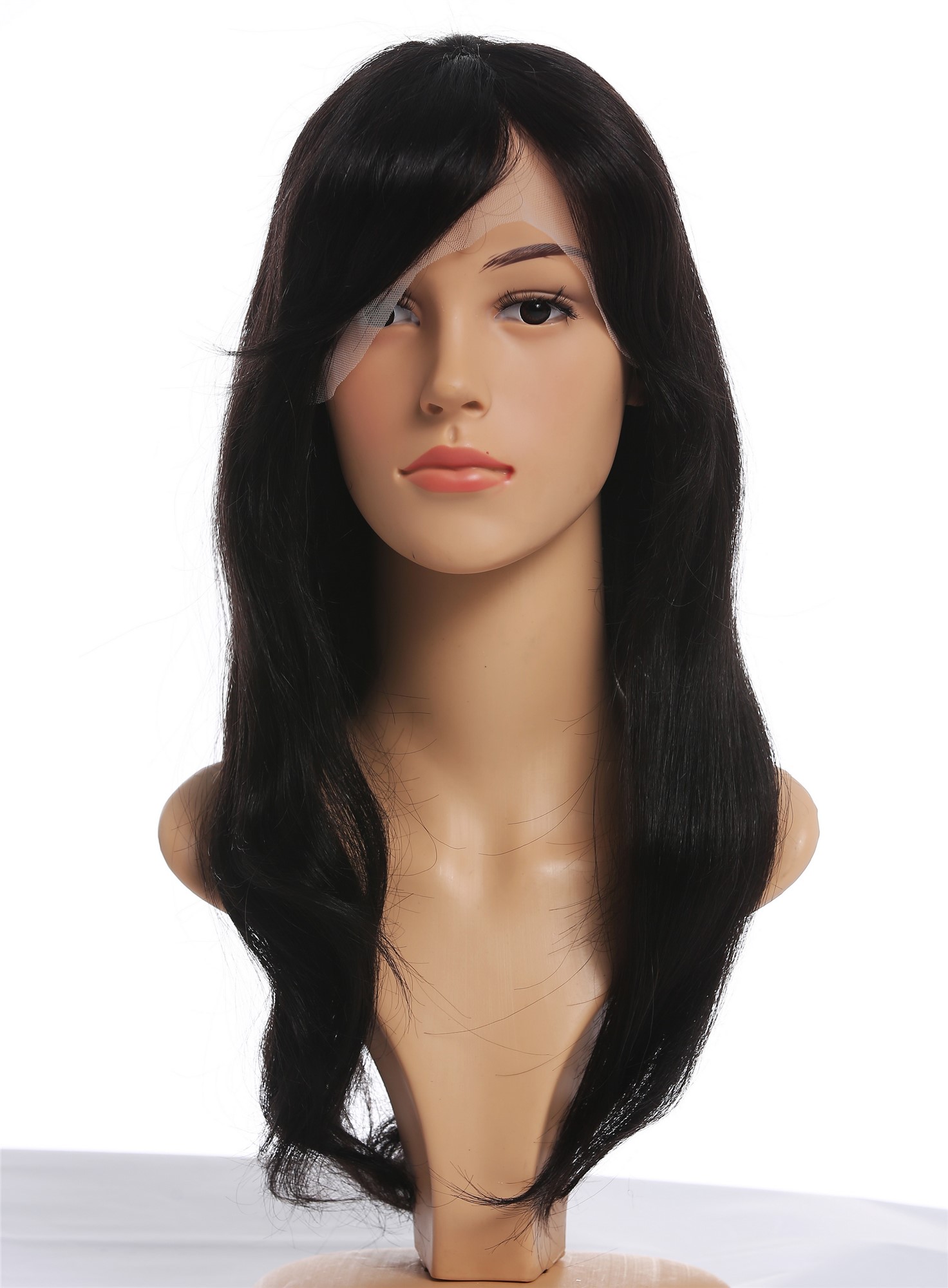 Quality Wigs, Ladies, velvet black, straight, shoulder-length, Real Human Hair