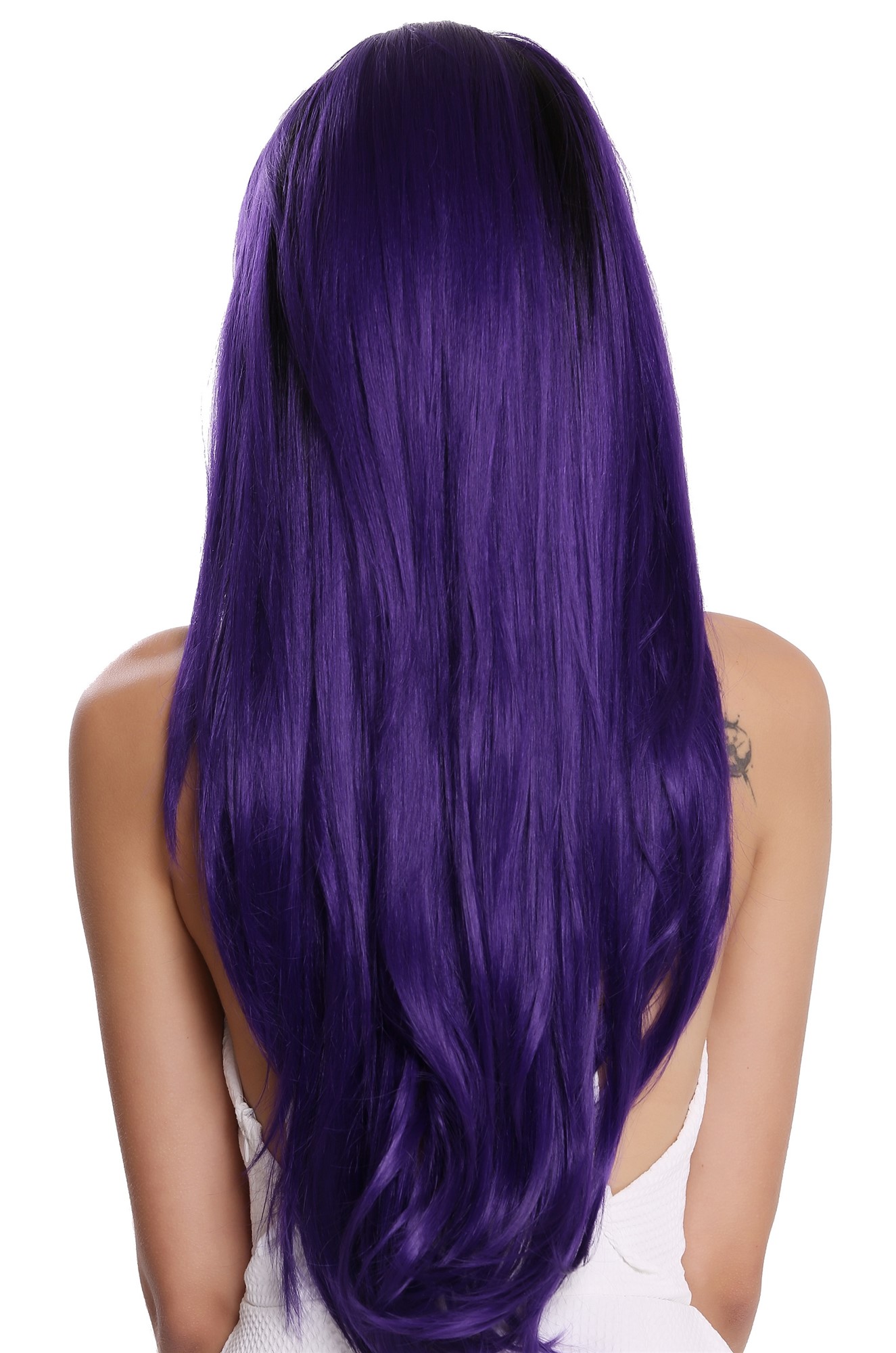 Quality Wigs, Ladies, dark purple-velvet black mix, straight, very long