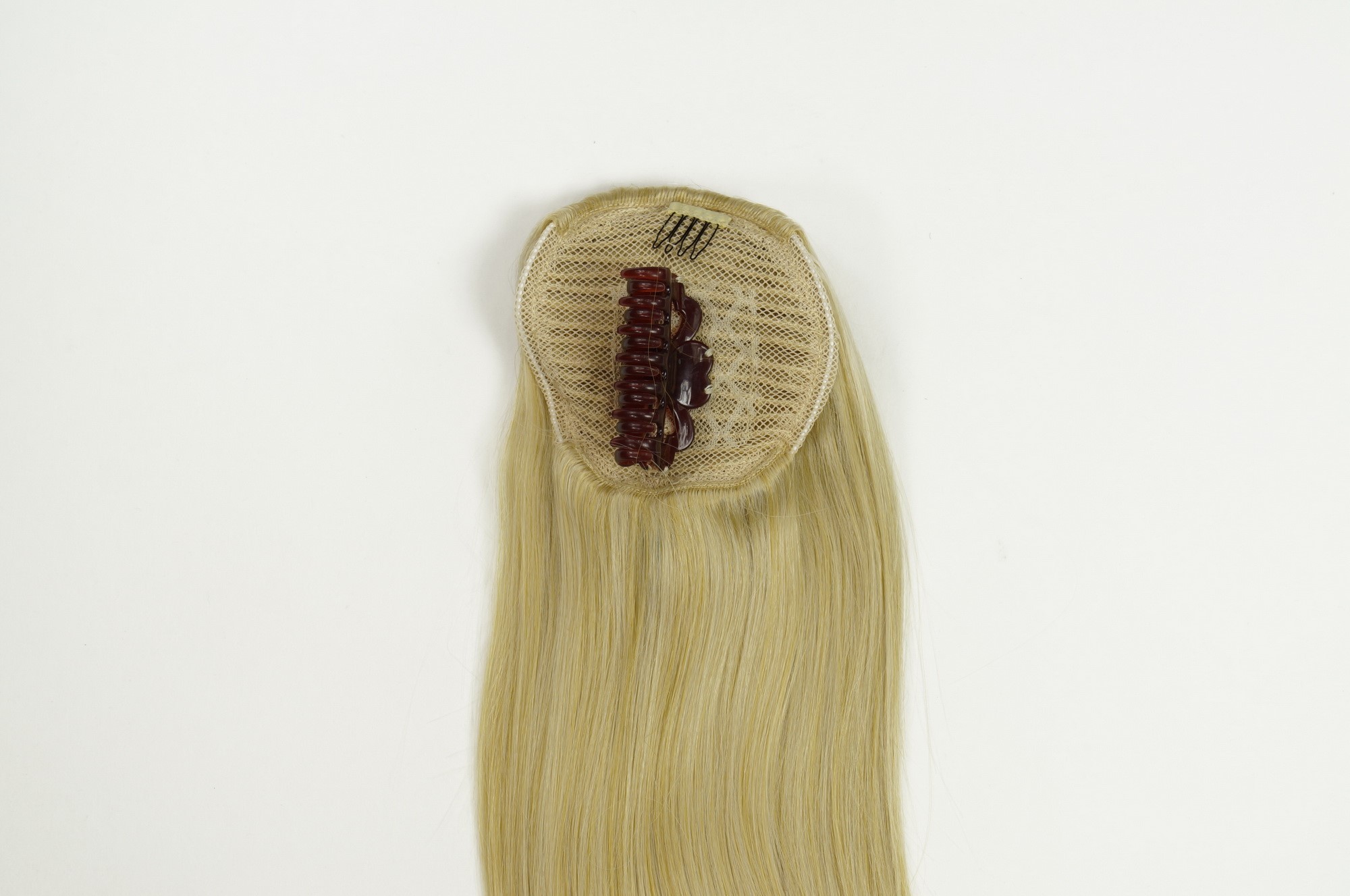 hochwertiges Haarteil voluminös glatt Butterfly-Clip + Gummizug Hell-Goldblond WK06-611, Ansicht 3, WIG ME UP: Ihr Perücken Online Shop glattes Zopf-Haarteil Hell-Goldblond 60 cm lang