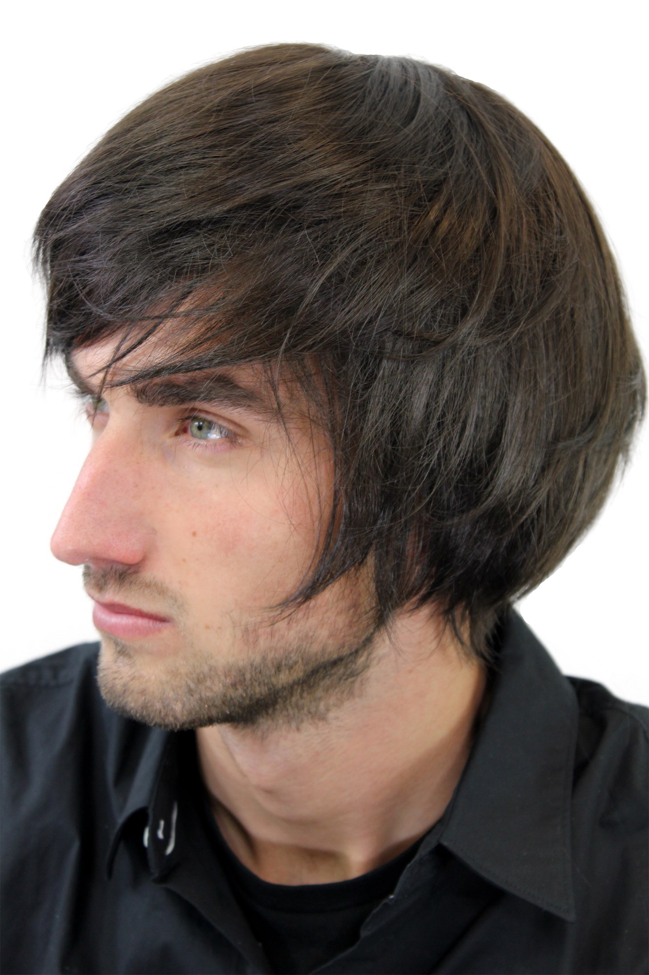 Man Men  Wig long Rock Indie Star long full dense parted fringe parting youthful young brown, view 3, WIG ME UP: Your Perücken Online Shop Quality Wigs, Men, dark brown, straight, short