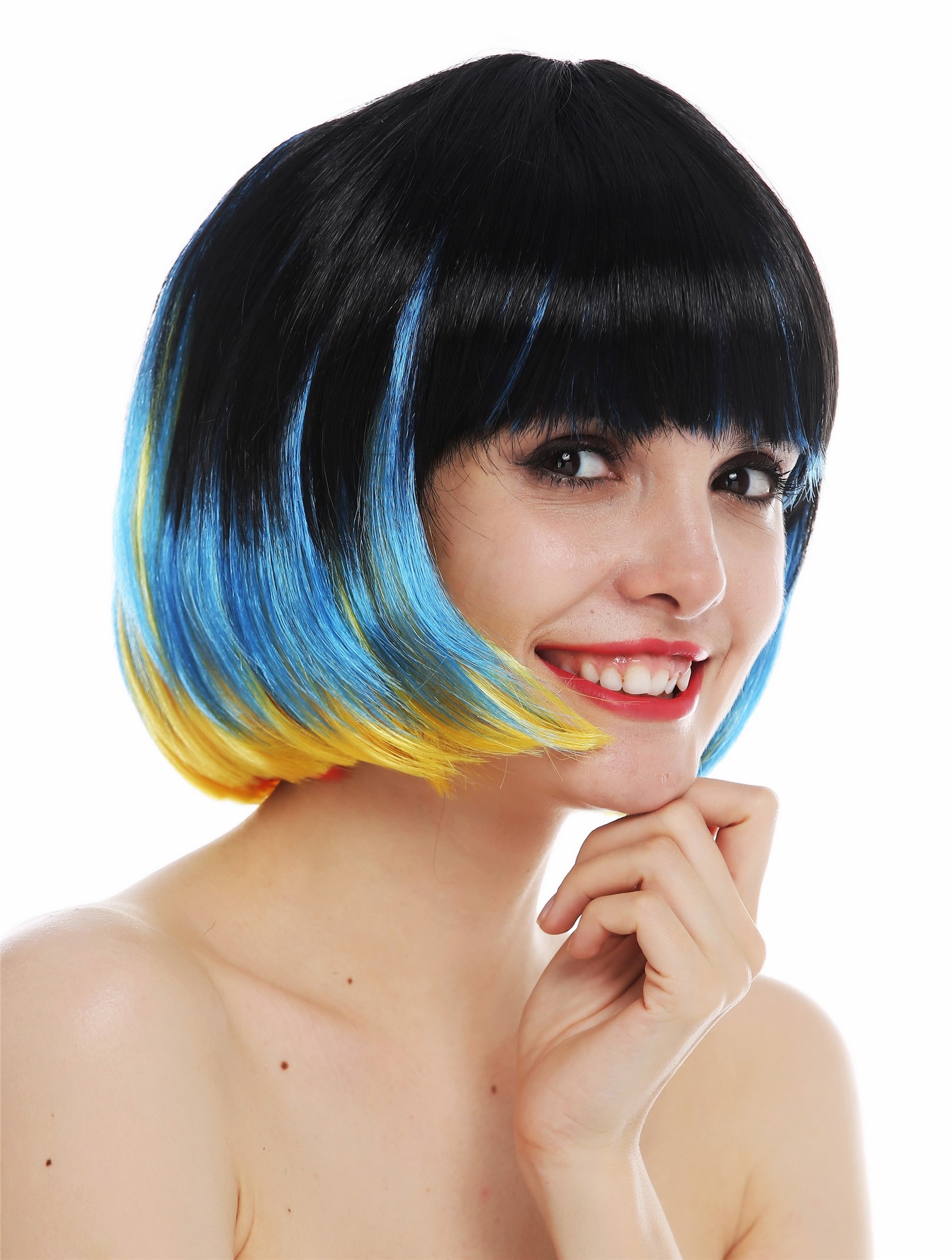 Party Wig, Ladies, Black, Red, Yellow, Blue, straight, short