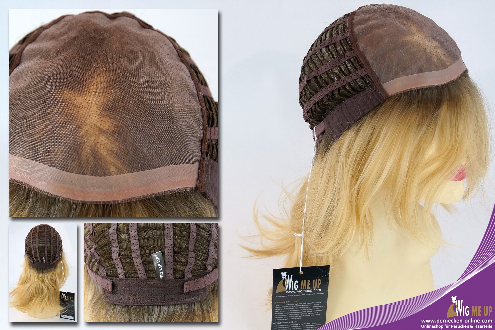 hochwertige Qualitätsperücken, Perücke Monofilament mittellang glatt Scheitel Ombre Balayage Braun Blond CM-135-MT-613/24/144T8, Ansicht 7, WIG ME UP: Ihr Perücken Online Shop glatte Tressen-Perücke mit Teil-Mono Oberkopf Blond-Braun-Mix schulterlange Haare für Damen