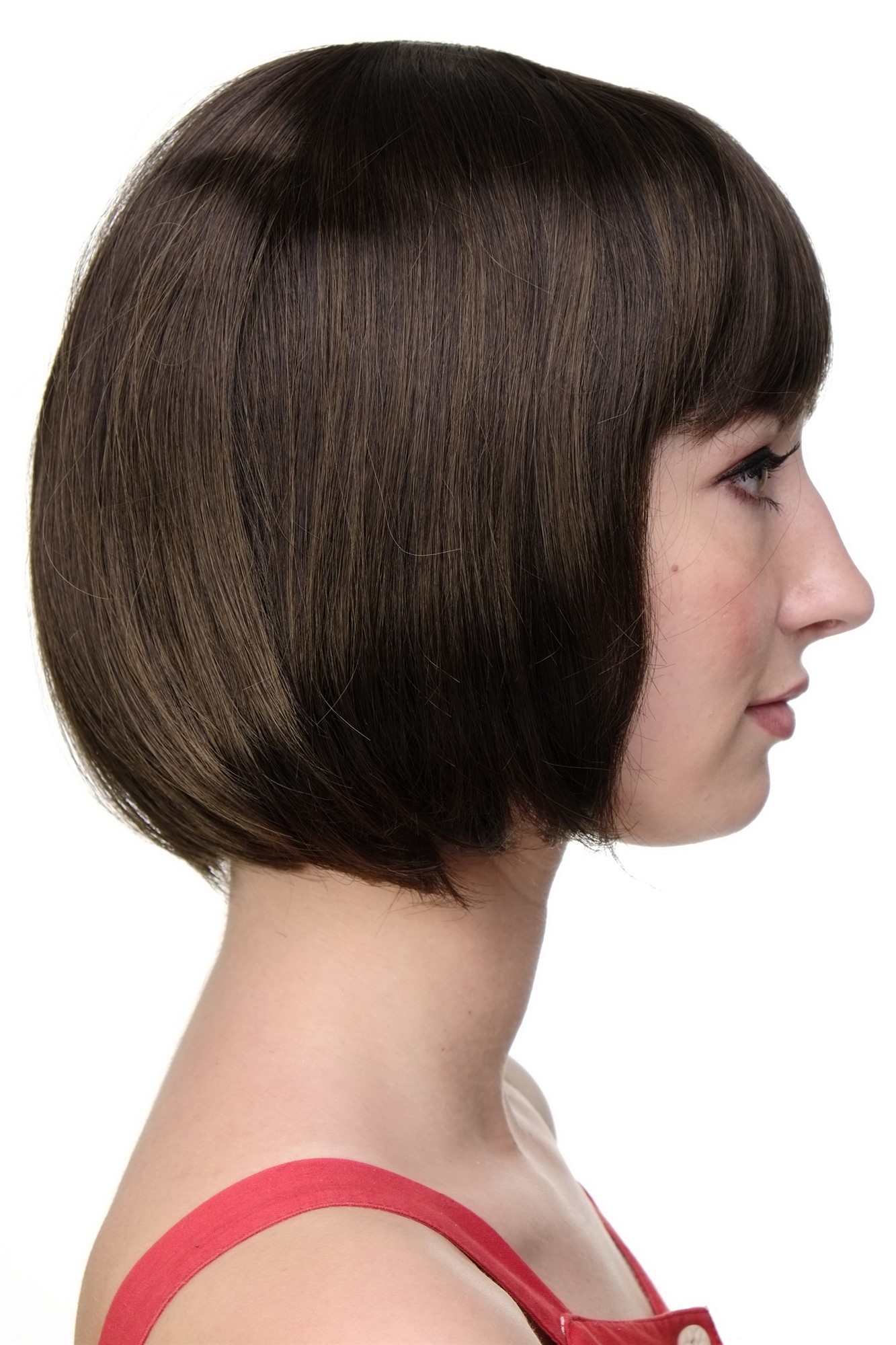 hochwertige Qualitätsperücken, Sexy Damen Bob Perücke glatte kurze Haare mit Pony Braun-Mix 703-4T8, Ansicht 4, WIG ME UP: Ihr Perücken Online Shop glatte Tressen-Perücke mit Kopfhaut-Imitat Dunkelbraun-Mittel-Aschbraun kurze Haare für Damen