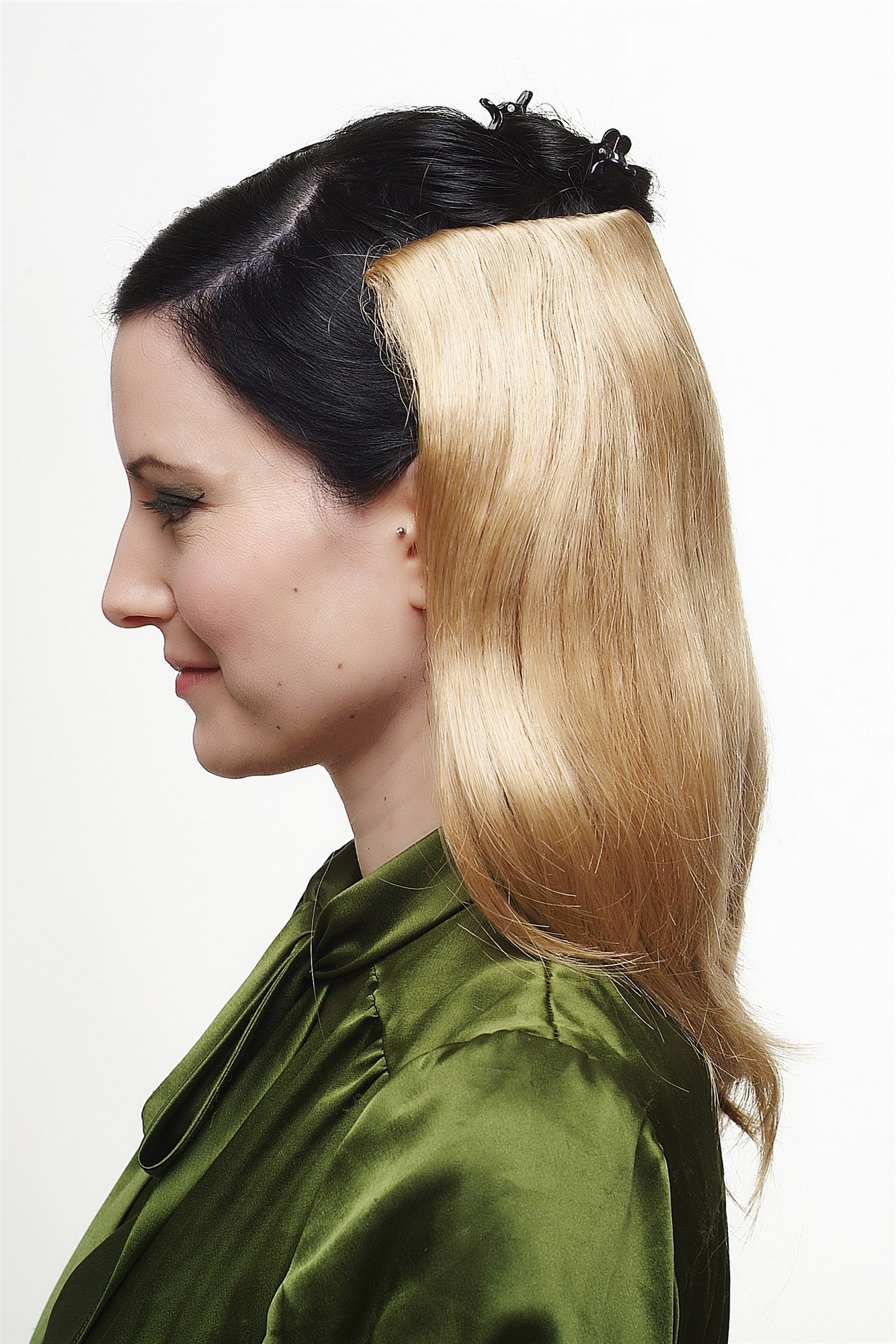 Halbperücke Clip-in Haarteil 5 Klammern glatt Goldblond N535-A-24B, Ansicht 3, WIG ME UP: Ihr Perücken Online Shop glatte Halbperücke Goldblond 35 cm lang