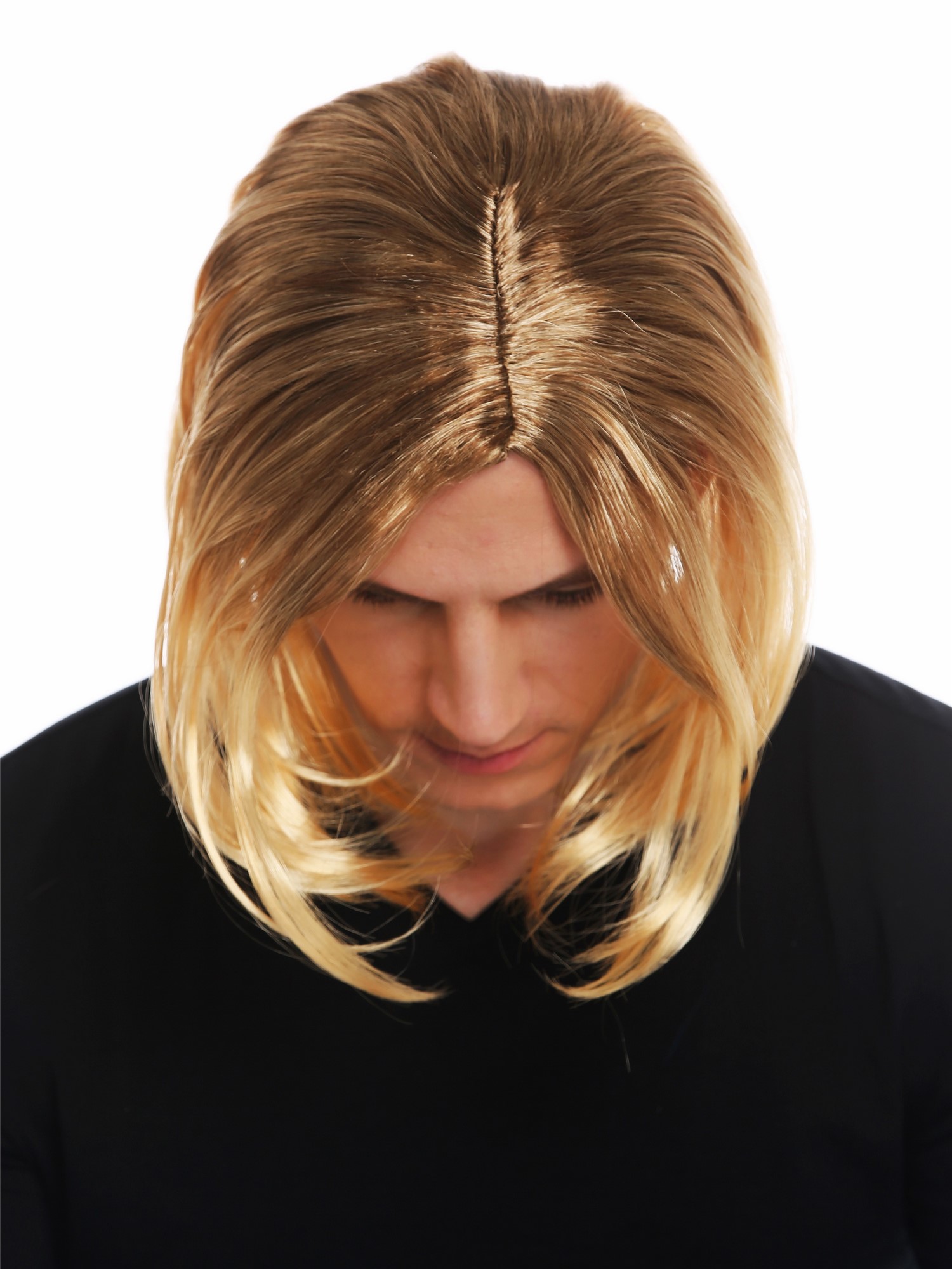günstige Party Perücke, Perücke Herren Mittelscheitel Schönling Braun Blond Ombre 14-ZA30A-02A, Ansicht 5, WIG ME UP: Ihr Perücken Online Shop glatte Party Perücke Kastanienbraun-Goldblond-Mix kurze Haare Unisex