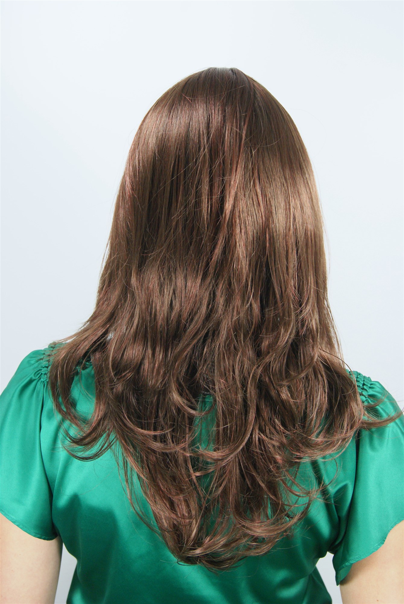 hochwertige Qualitätsperücken, Perücke brünett rote Strähnen gestufte Haare leichter Wetlook 4038-18/350, Ansicht 4, WIG ME UP: Ihr Perücken Online Shop wellige Tressen-Perücke mit Kopfhaut-Imitat Braun lange Haare für Damen