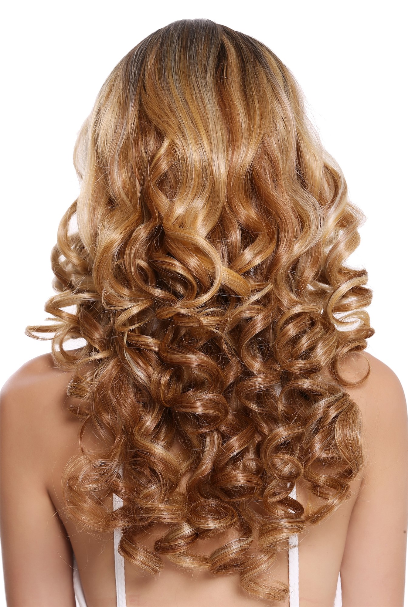 Lady wig lace front middle parting long curls Balayage black blonde platinum, view 4, WIG ME UP: Your Perücken Online Shop Quality Wigs, Ladies, copper blonde-platinum blonde-jet black mix, curled, long