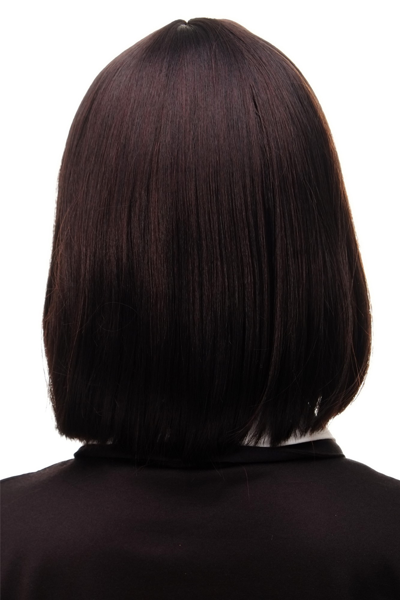 hochwertige Qualitätsperücken, Perücke Damen Bobfrisur Long Bob Pony glatt Schwarz-Mahagonibraun 7803-2T33, Ansicht 4, WIG ME UP: Ihr Perücken Online Shop glatte Tressen-Perücke mit Kopfhaut-Imitat Braun kurze Haare für Damen