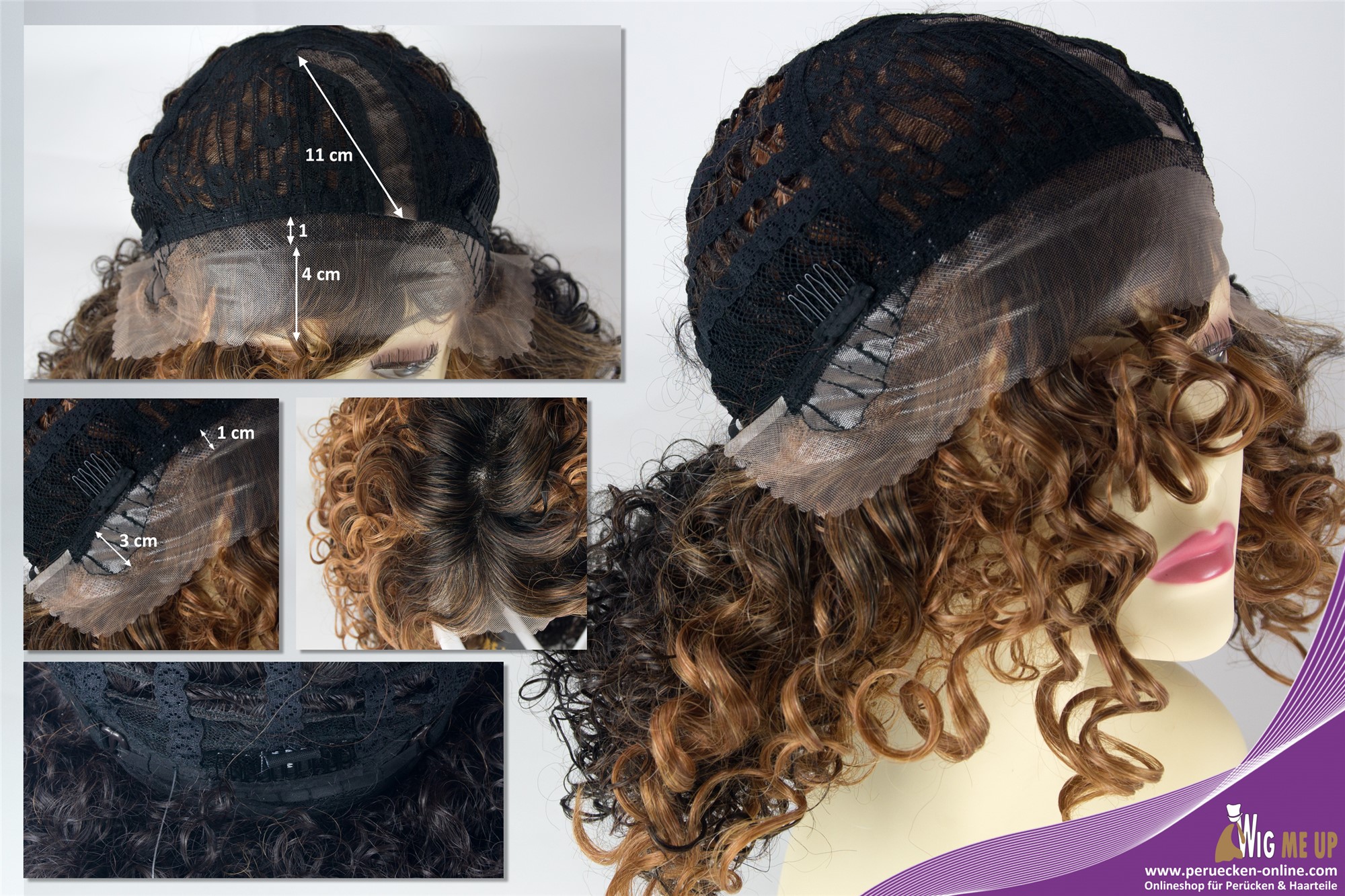 Quality Wigs, Ladies, copper brown-dark brown mix, curled, shoulder-length