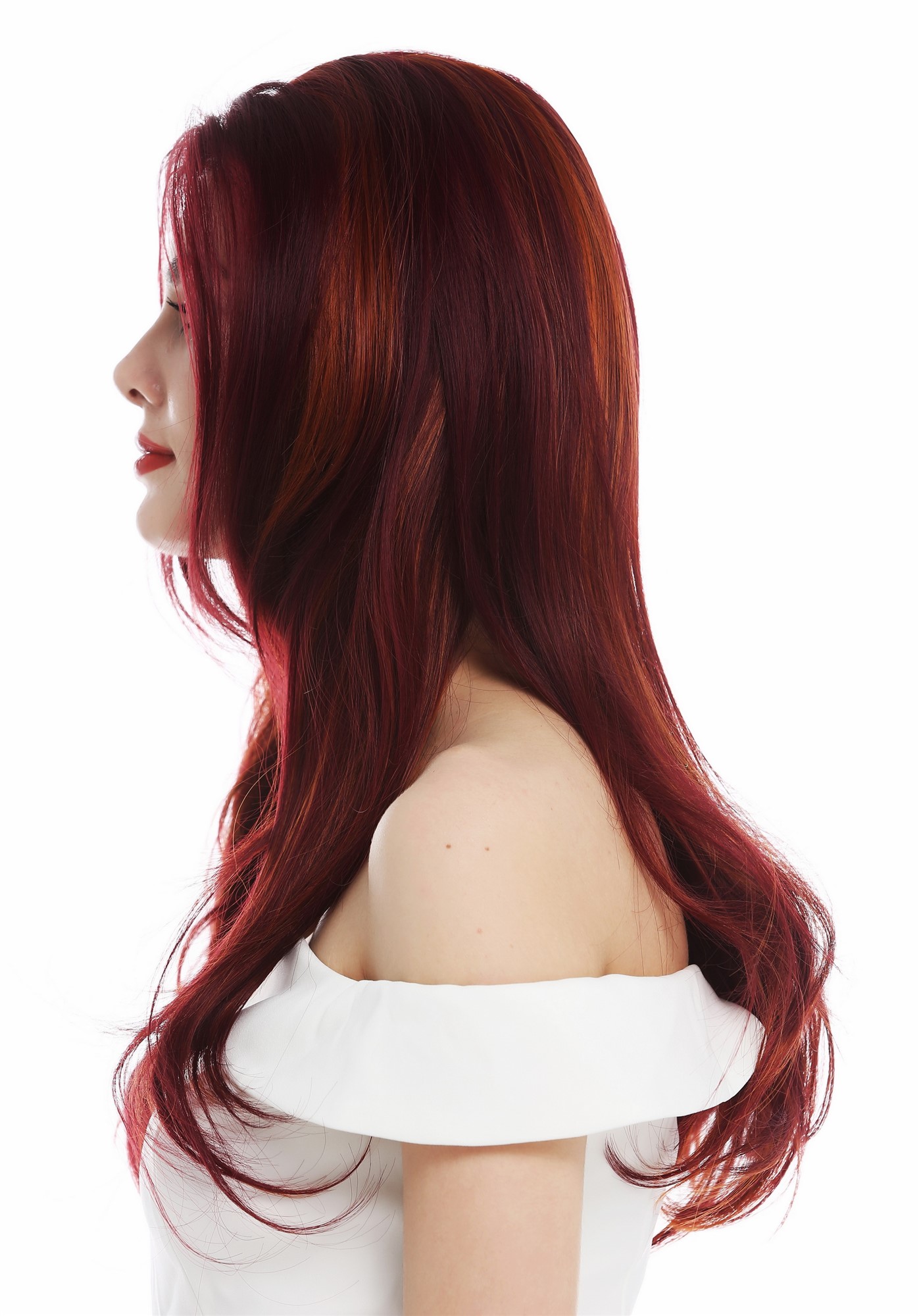 Lady wig lace front long sleek layered Bordeaux copper orange red mix TYM-922-LF, view 4, WIG ME UP: Your Perücken Online Shop Quality Wigs, Ladies, red mix, wavy, long