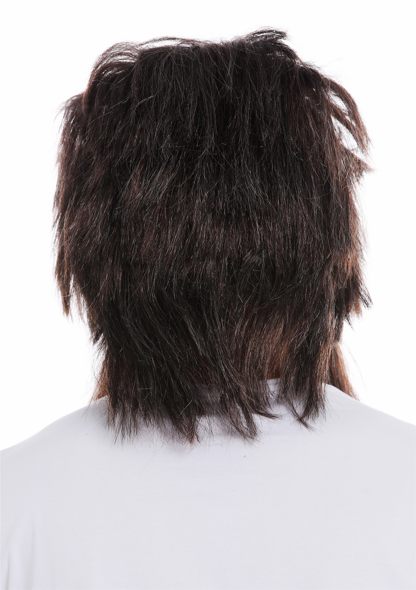 günstige Party Perücke, Perücke Bart Urmensch Neandertaler Wild Braun Mix Grau 6090A+B-P1-P68A-P30, Ansicht 6, WIG ME UP: Ihr Perücken Online Shop glatte Party Perücke Schwarz-Weiß-Kastanienbraun-Mix kurze Haare für Herren