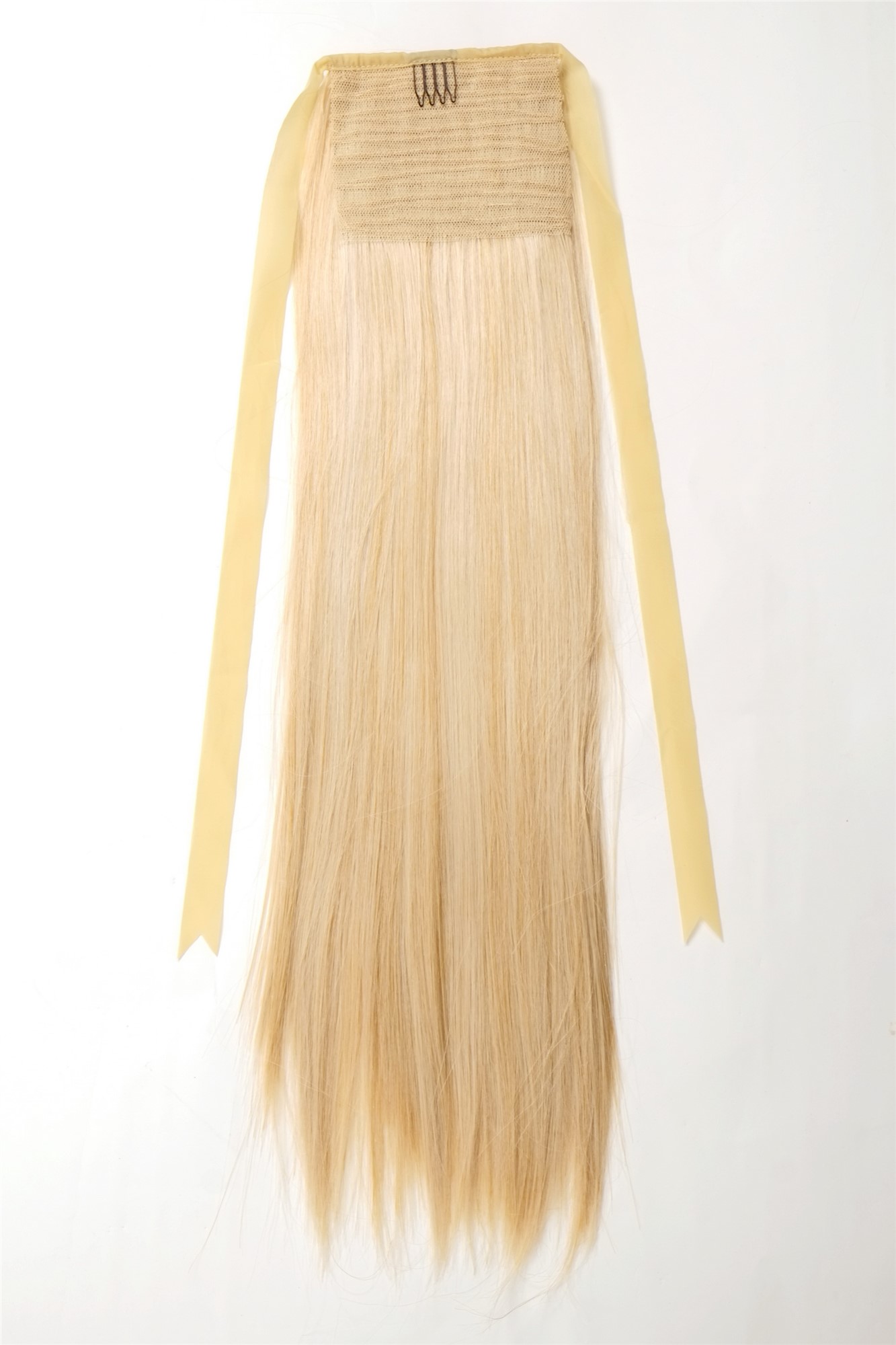 hochwertiges Haarteil glatt lang Befestigung mit Bändchen & Klammer Goldblond C9429-611, Ansicht 4, WIG ME UP: Ihr Perücken Online Shop glattes Zopf-Haarteil Hell-Goldblond 60 cm lang