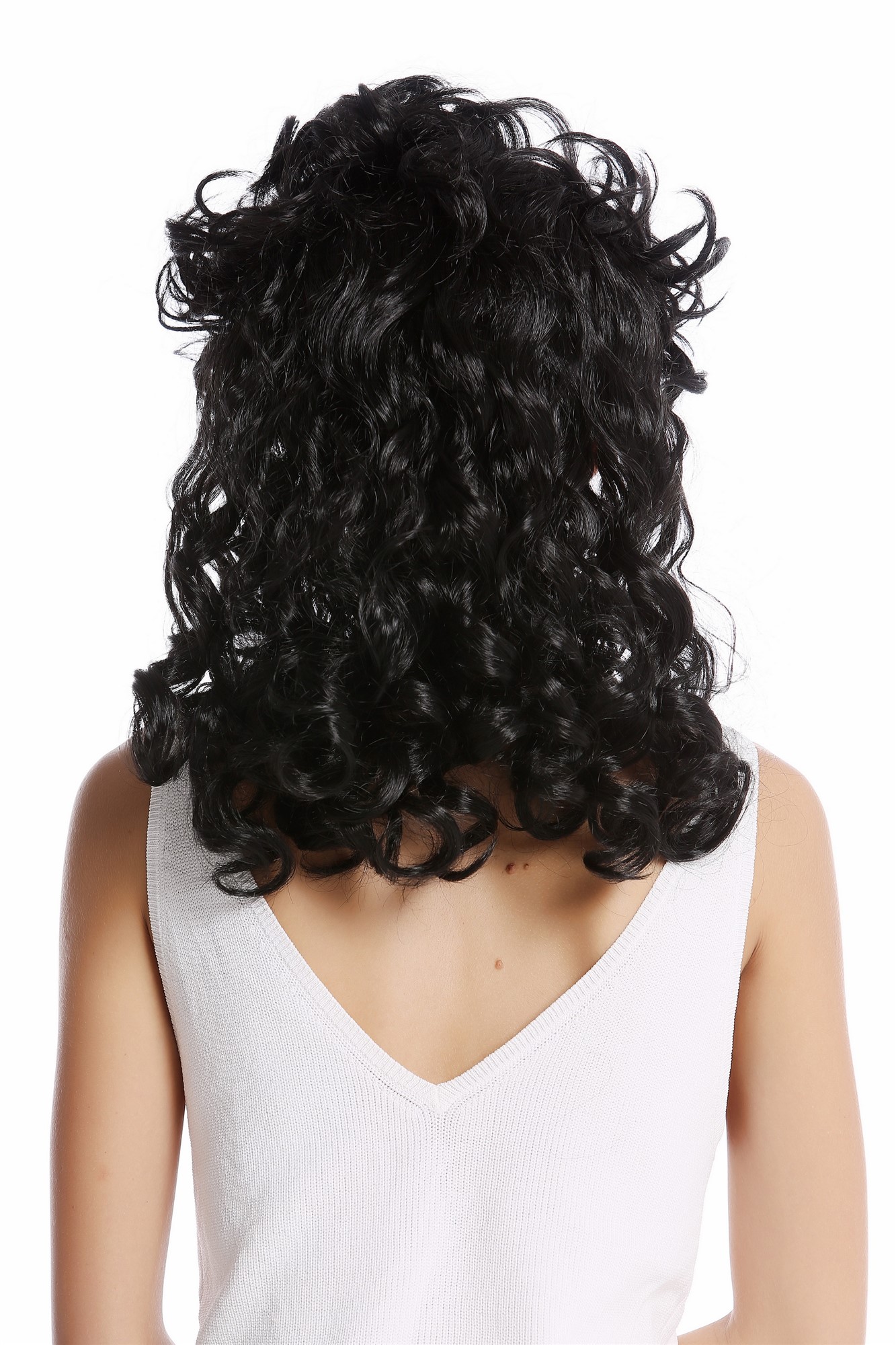 Wig Lady Women Halloween long curly curls teased Greek Goddess black 0548, view 3, WIG ME UP: Your Perücken Online Shop Party Wig, Ladies, Black, curled, long