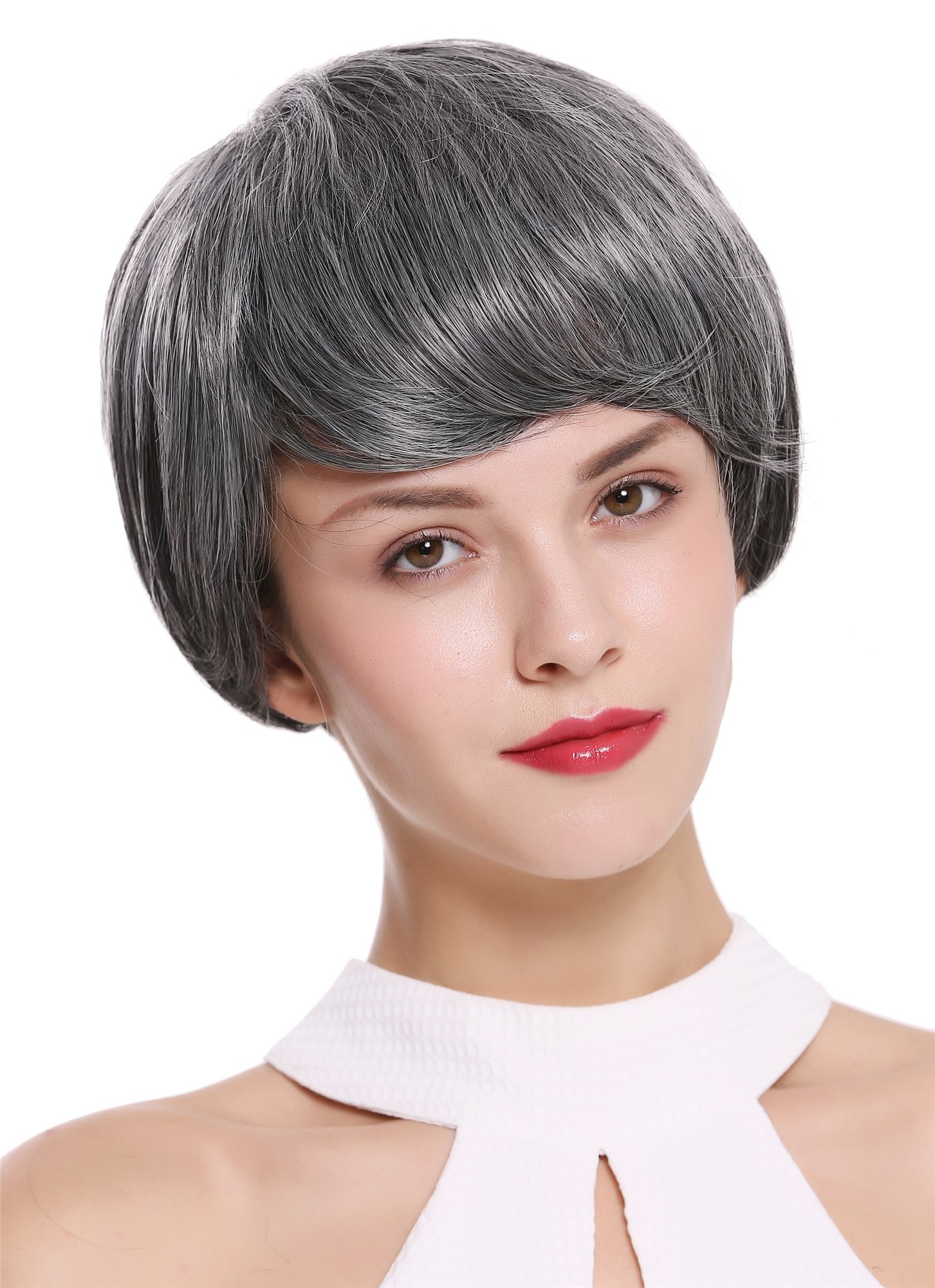 Quality Wigs, Ladies, silver gray-deep black mix, straight, short