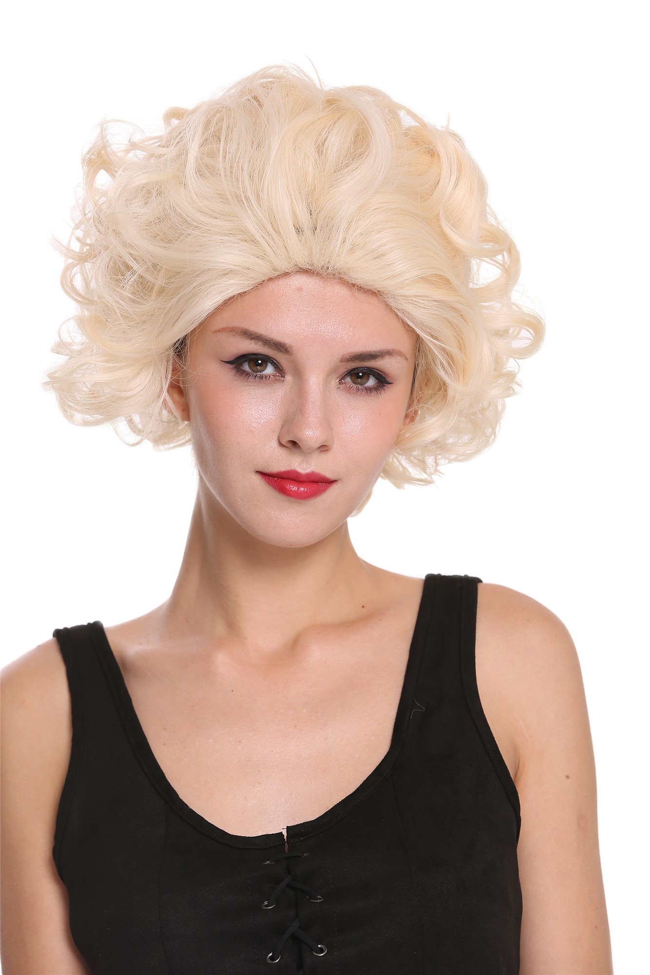 hochwertige Qualitätsperücken, Perücke Locken Lichtblond Voluminös Kurz 3840-88, Vorderansicht, WIG ME UP: Ihr Perücken Online Shop lockige Tressen-Perücke Lichtblond kurze Haare für Damen