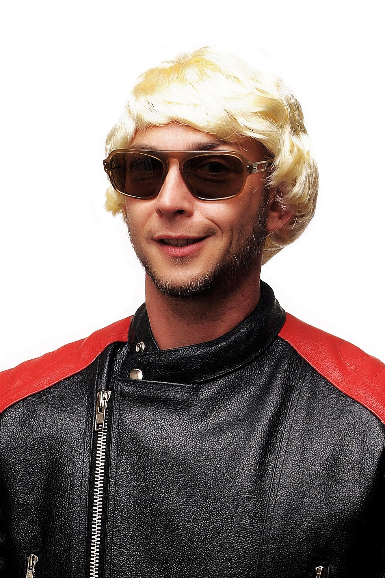 Halloween Men Man Wig bright blond short 80ies Popstar Gigolo Tennis Coach 3296, front view, WIG ME UP: Your Perücken Online Shop Party Wig, Unisex, Blonde, wavy, short