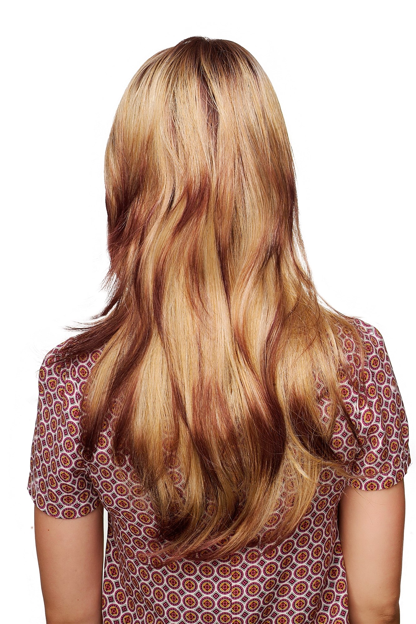 hochwertige Qualitätsperücken, Perücke Ombre Brünett Blond WL-2330-YP4/273, Ansicht 4, WIG ME UP: Ihr Perücken Online Shop glatte Tressen-Perücke Dunkelbraun-Dunkelblond-Mix lange Haare für Damen