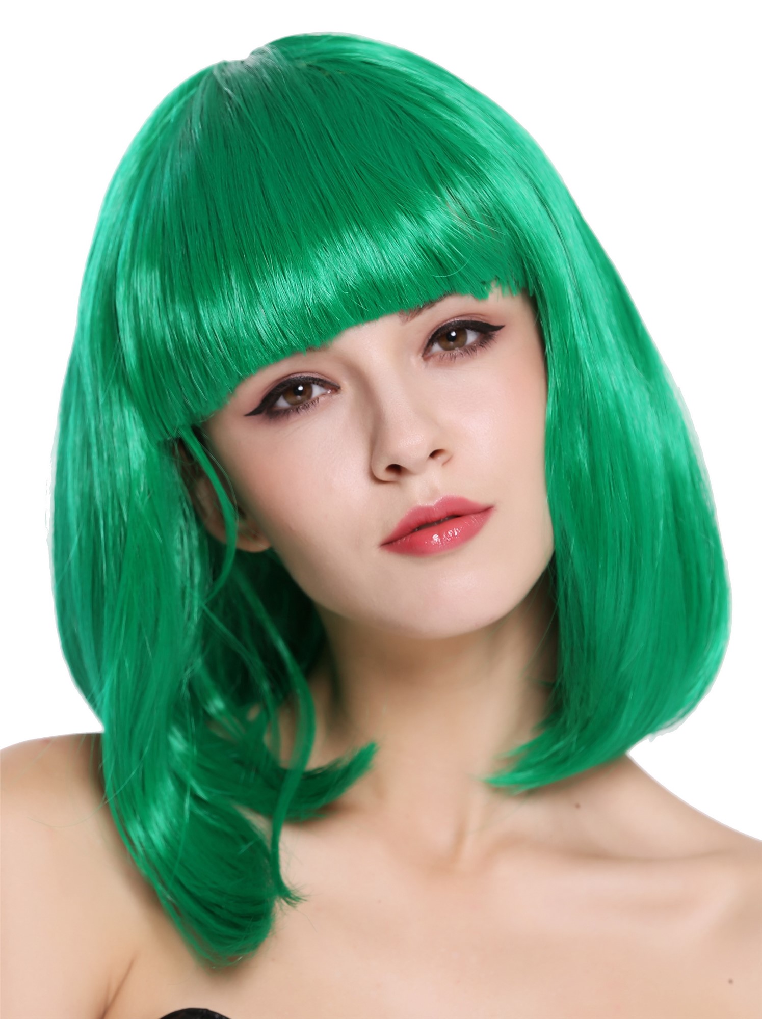 Party Wig, Ladies, Green, straight, shoulder-length